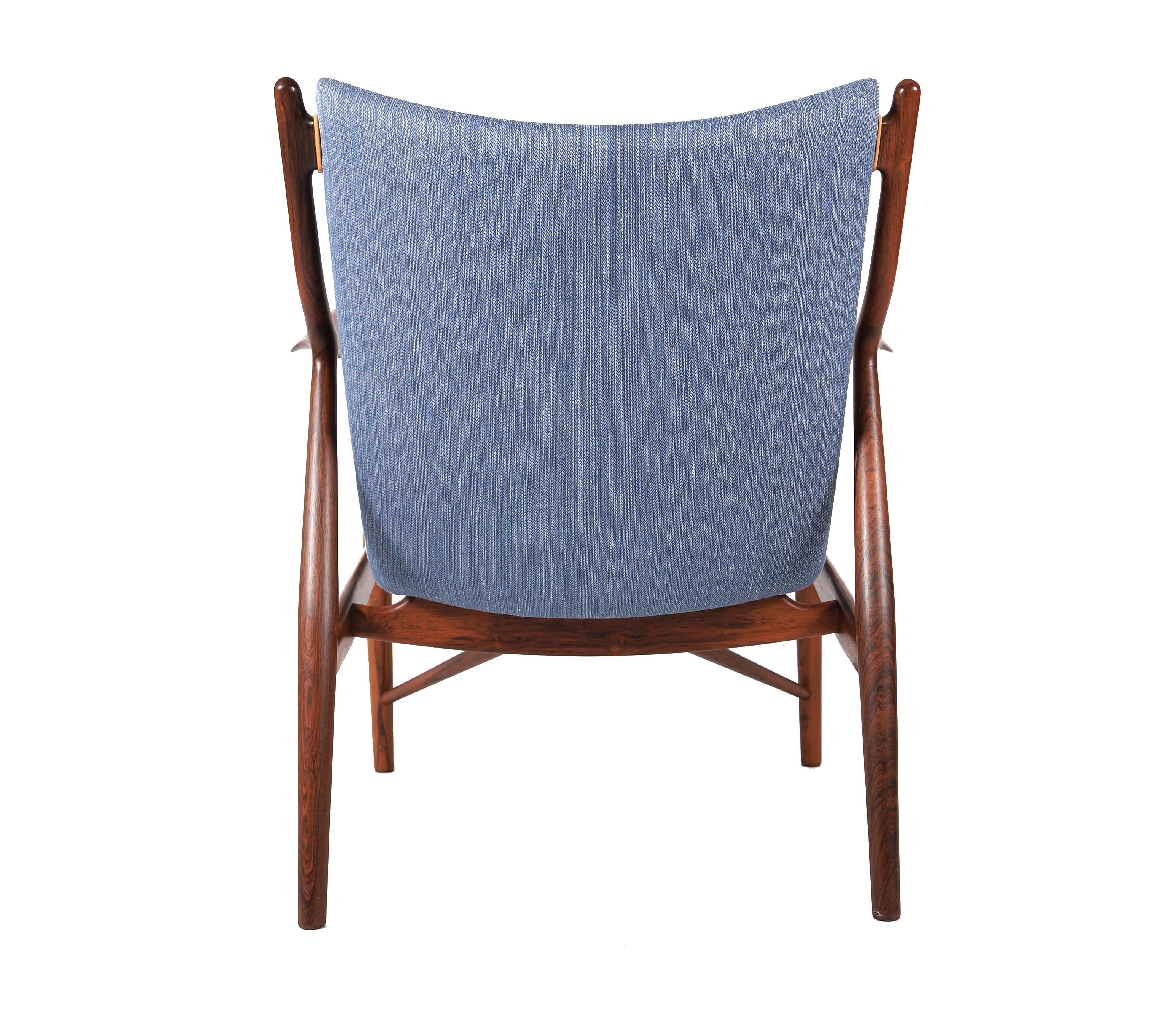 Danish Modern Rosewood Finn Juhl NV 45 Arm Chair For Sale 1