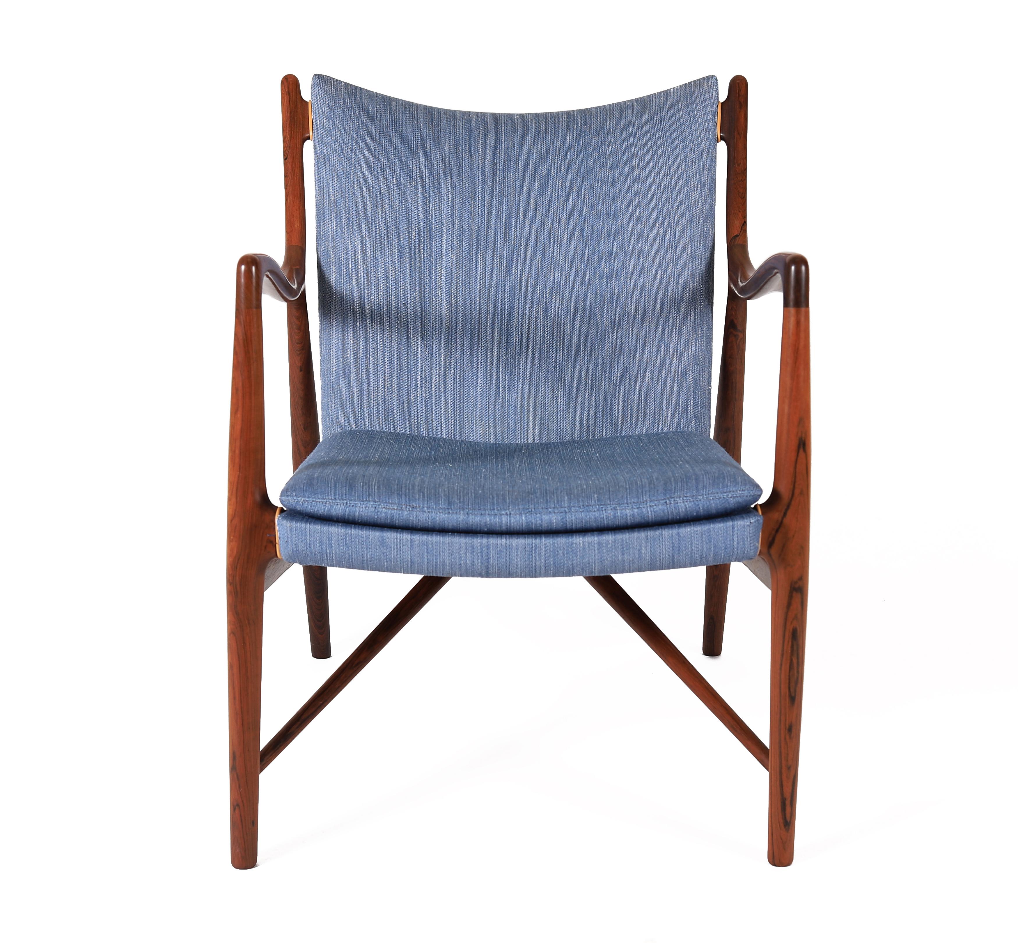 Danish Modern Rosewood Finn Juhl NV 45 Arm Chair For Sale 10