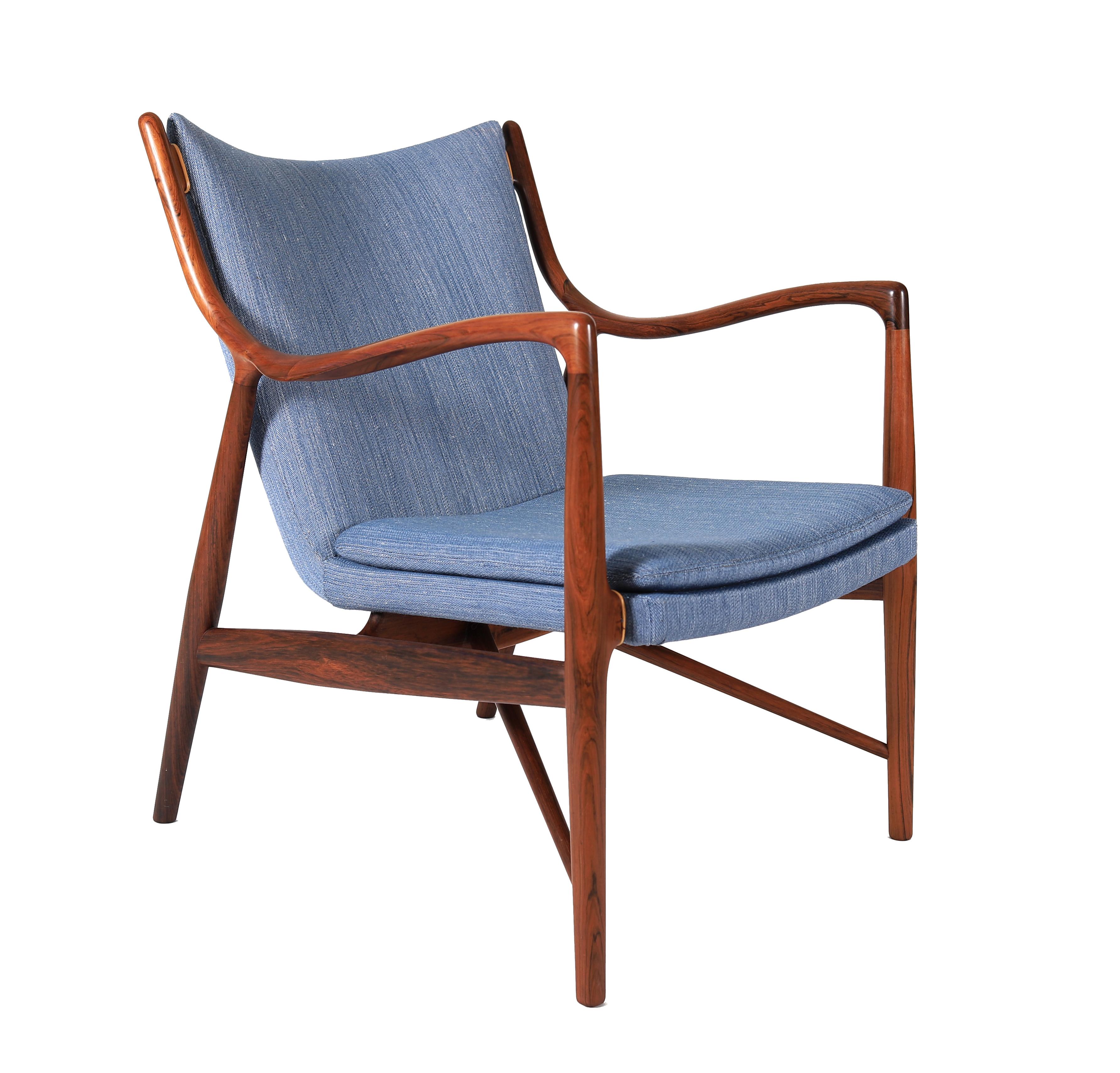 Danish Modern Rosewood Finn Juhl NV 45 Arm Chair For Sale 7