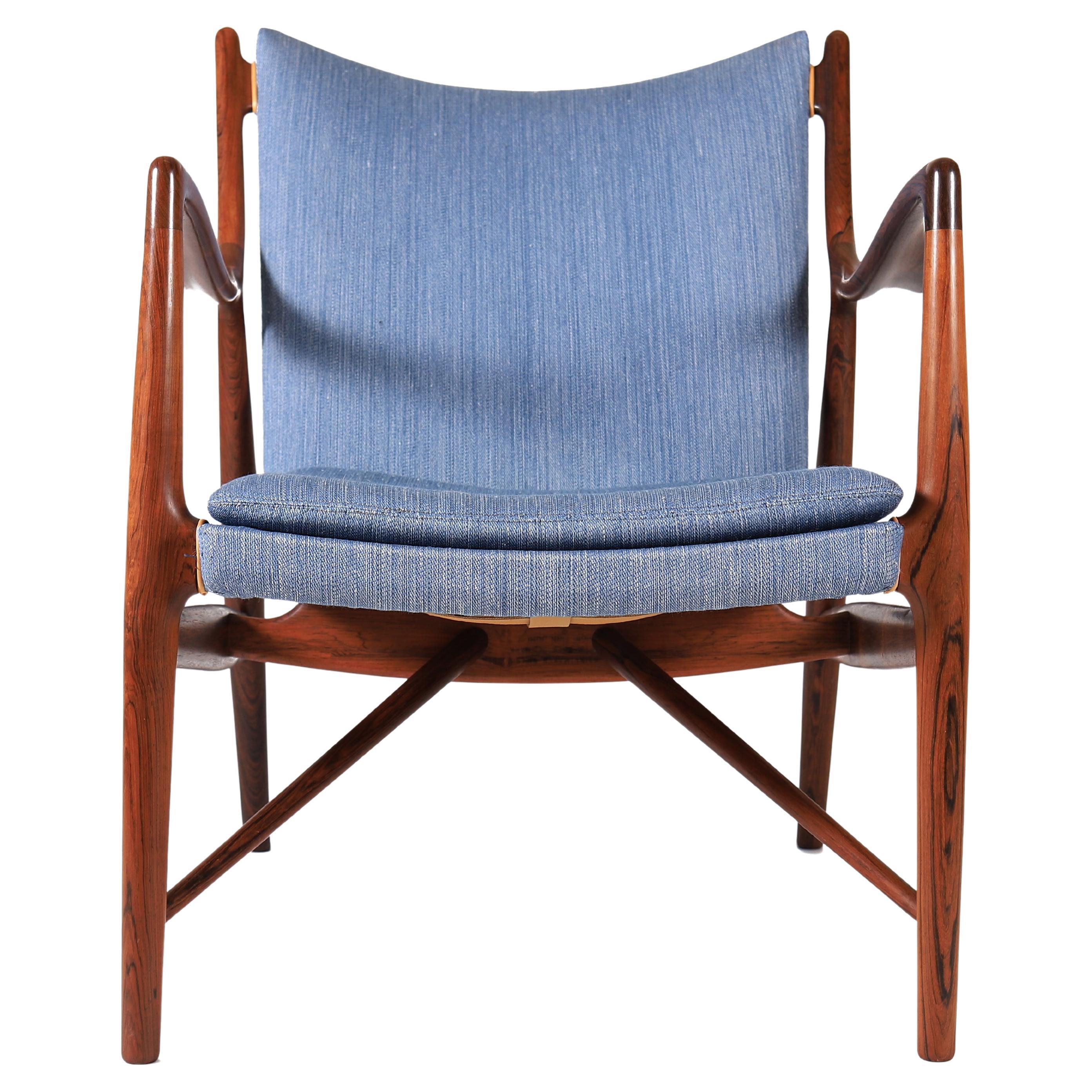 Danish Modern Rosewood Finn Juhl NV 45 Arm Chair For Sale