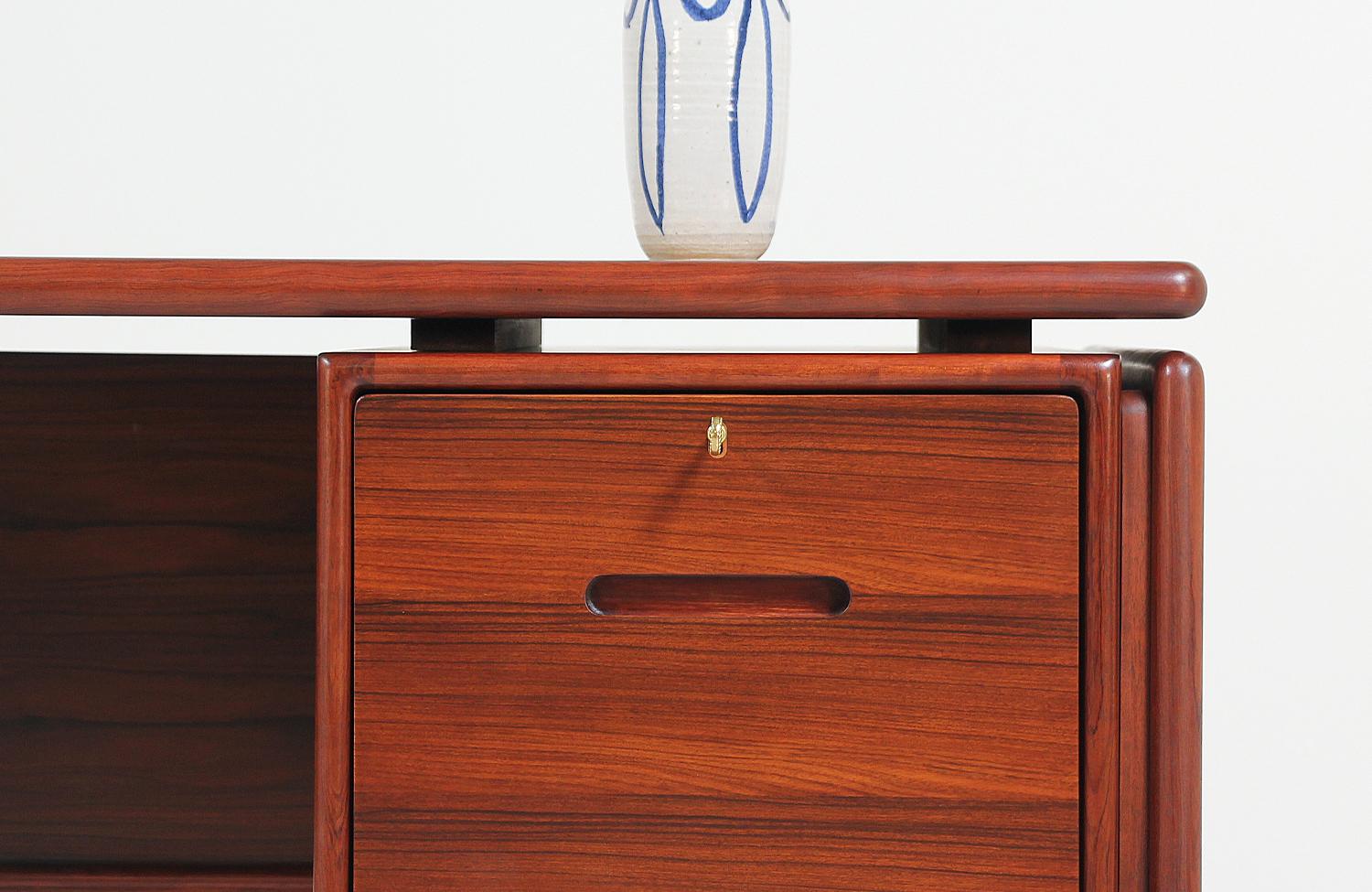 Danish Modern Rosewood Floating-Top Desk with Bookshelf by Dyrlund 8
