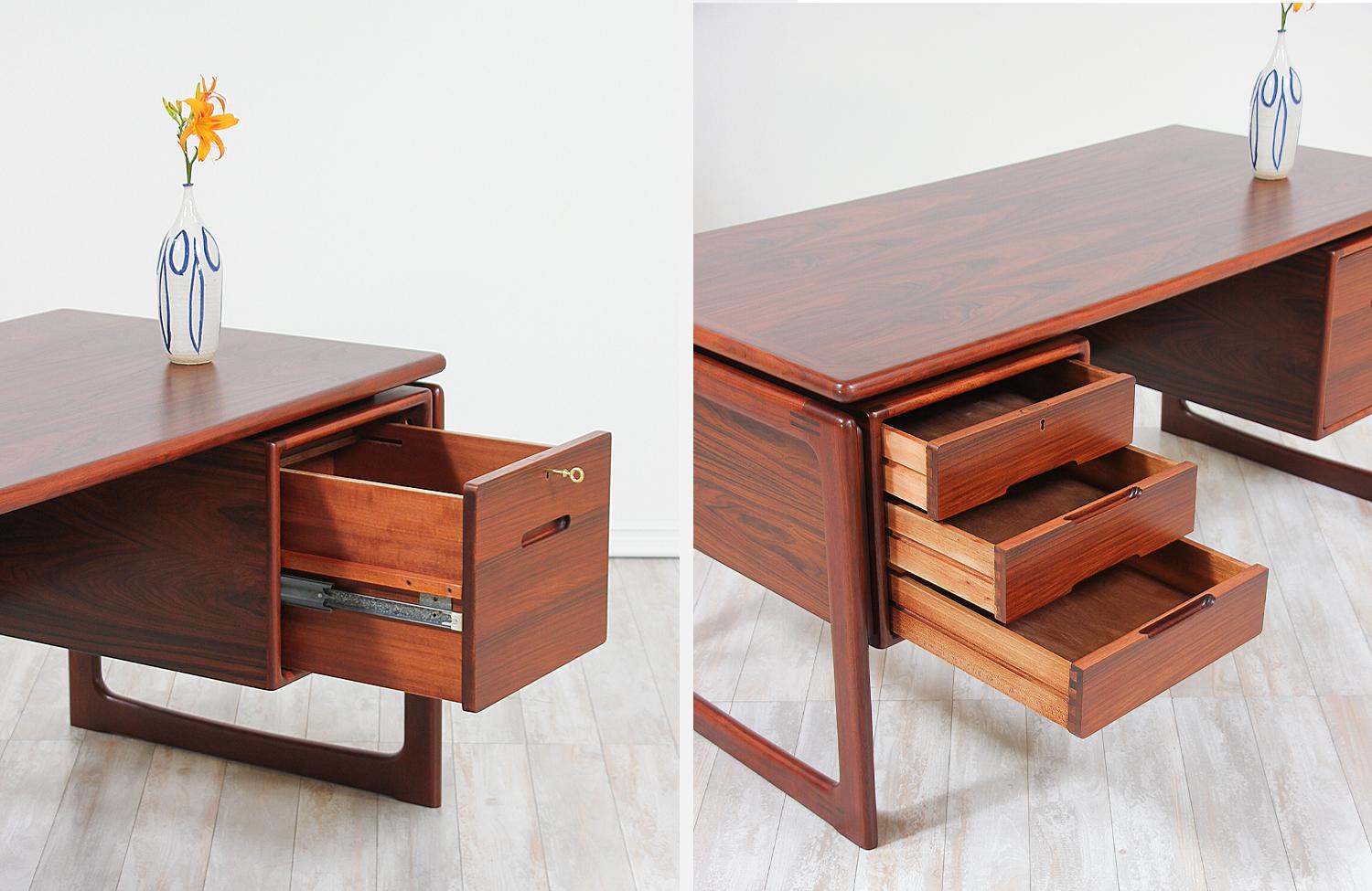 Danish Modern Rosewood Floating-Top Desk with Bookshelf by Dyrlund 10