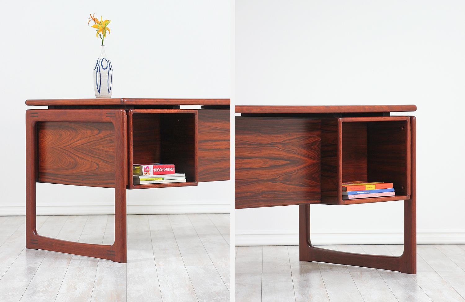Danish Modern Rosewood Floating-Top Desk with Bookshelf by Dyrlund 11