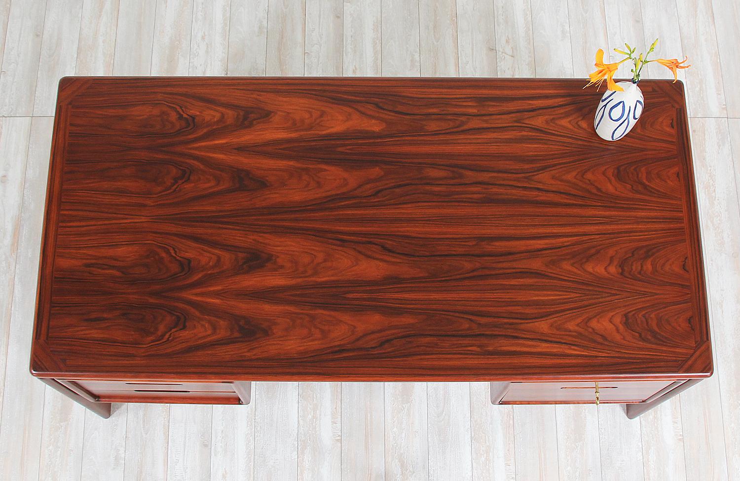 Danish Modern Rosewood Floating-Top Desk with Bookshelf by Dyrlund 3