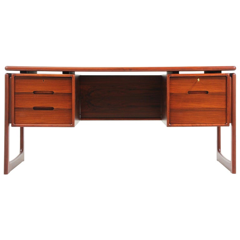 Danish Modern Rosewood Floating Top Desk With Bookshelf By Dyrlund At 1stdibs