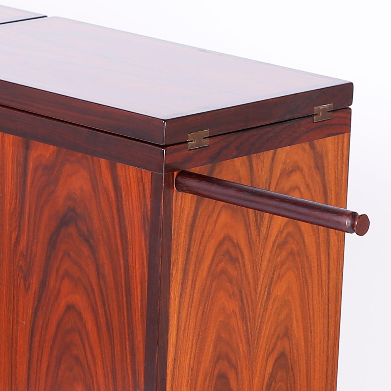Danish Modern Rosewood Foldout Bar Cabinet For Sale 3