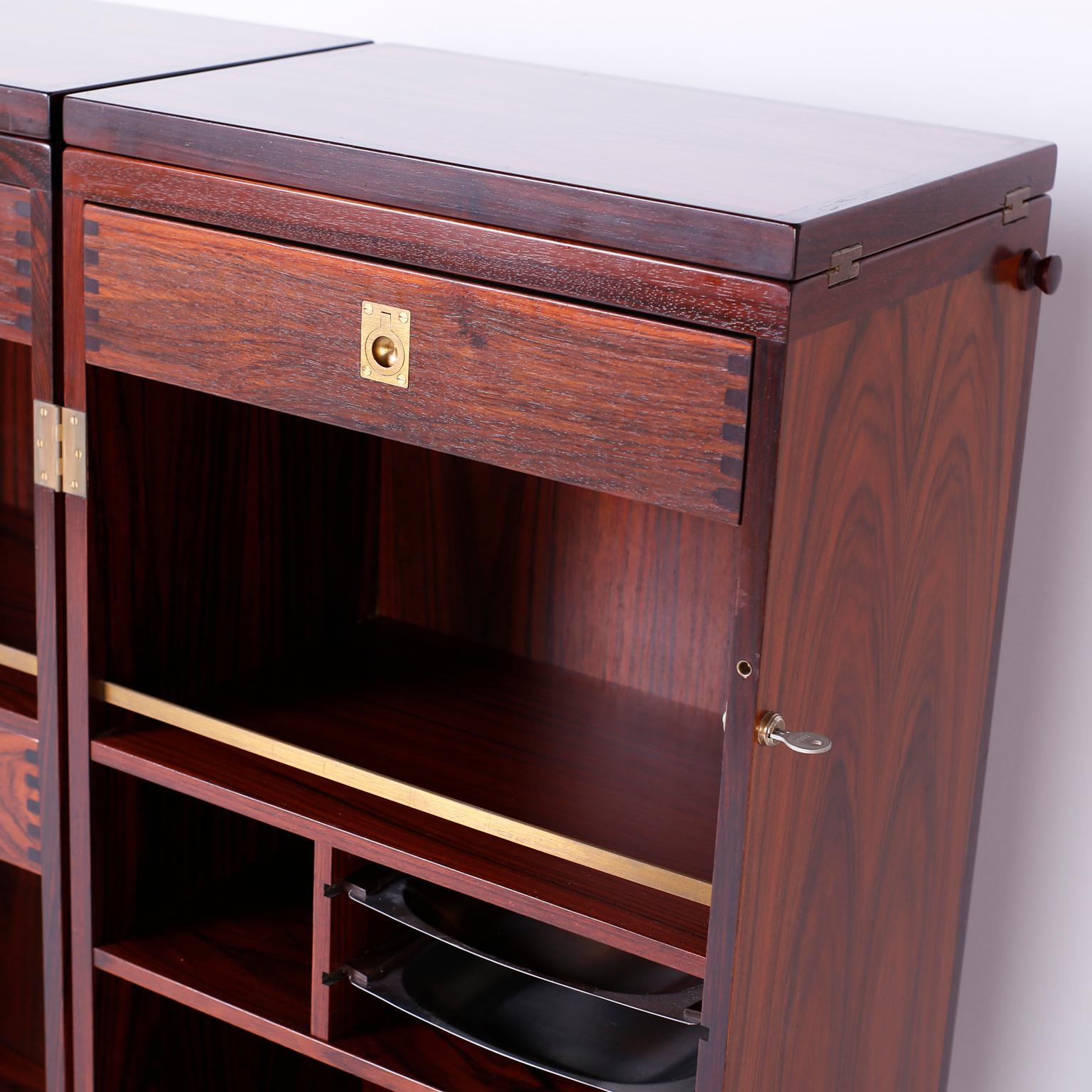Danish Modern Rosewood Foldout Bar Cabinet In Good Condition For Sale In Palm Beach, FL