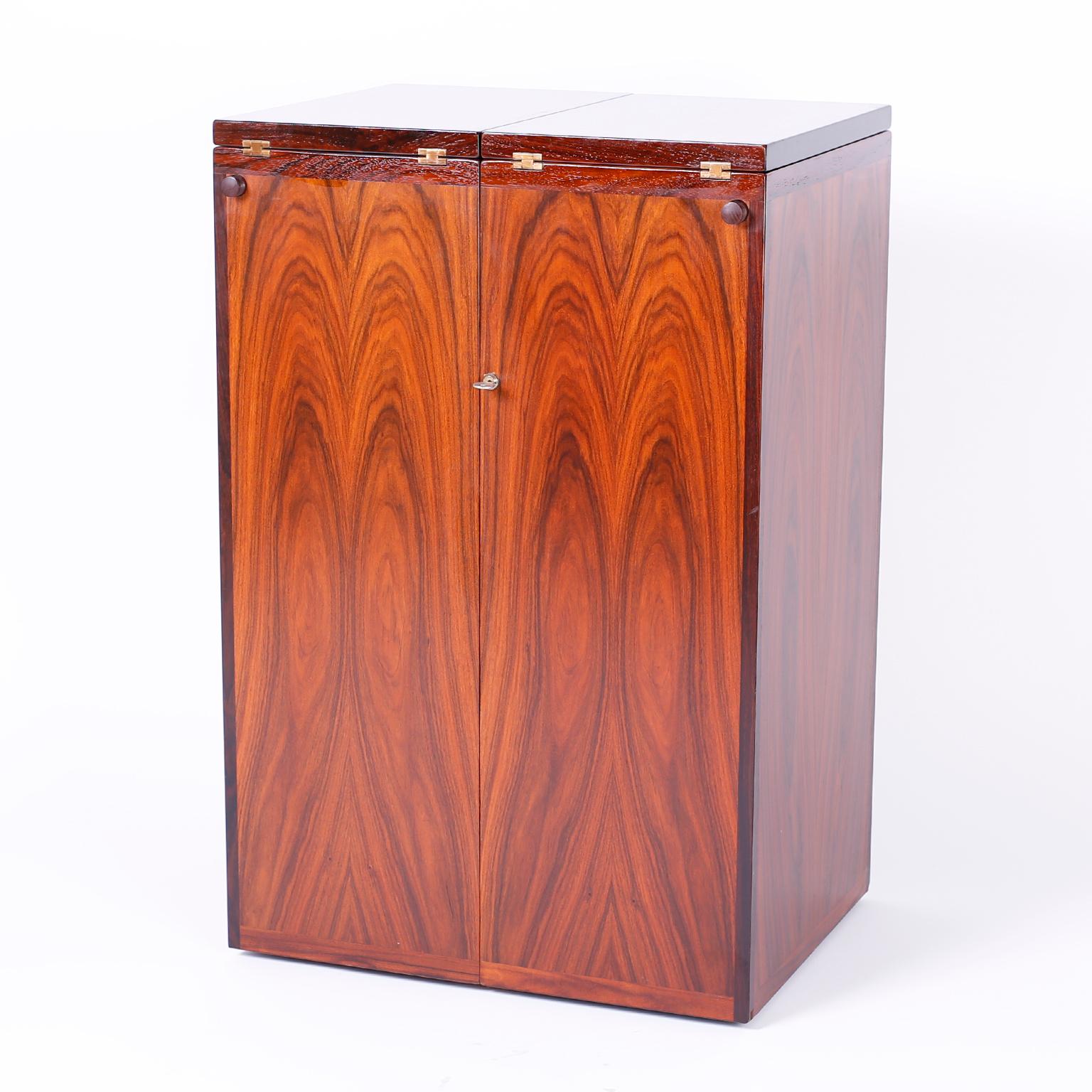 20th Century Danish Modern Rosewood Foldout Bar Cabinet For Sale