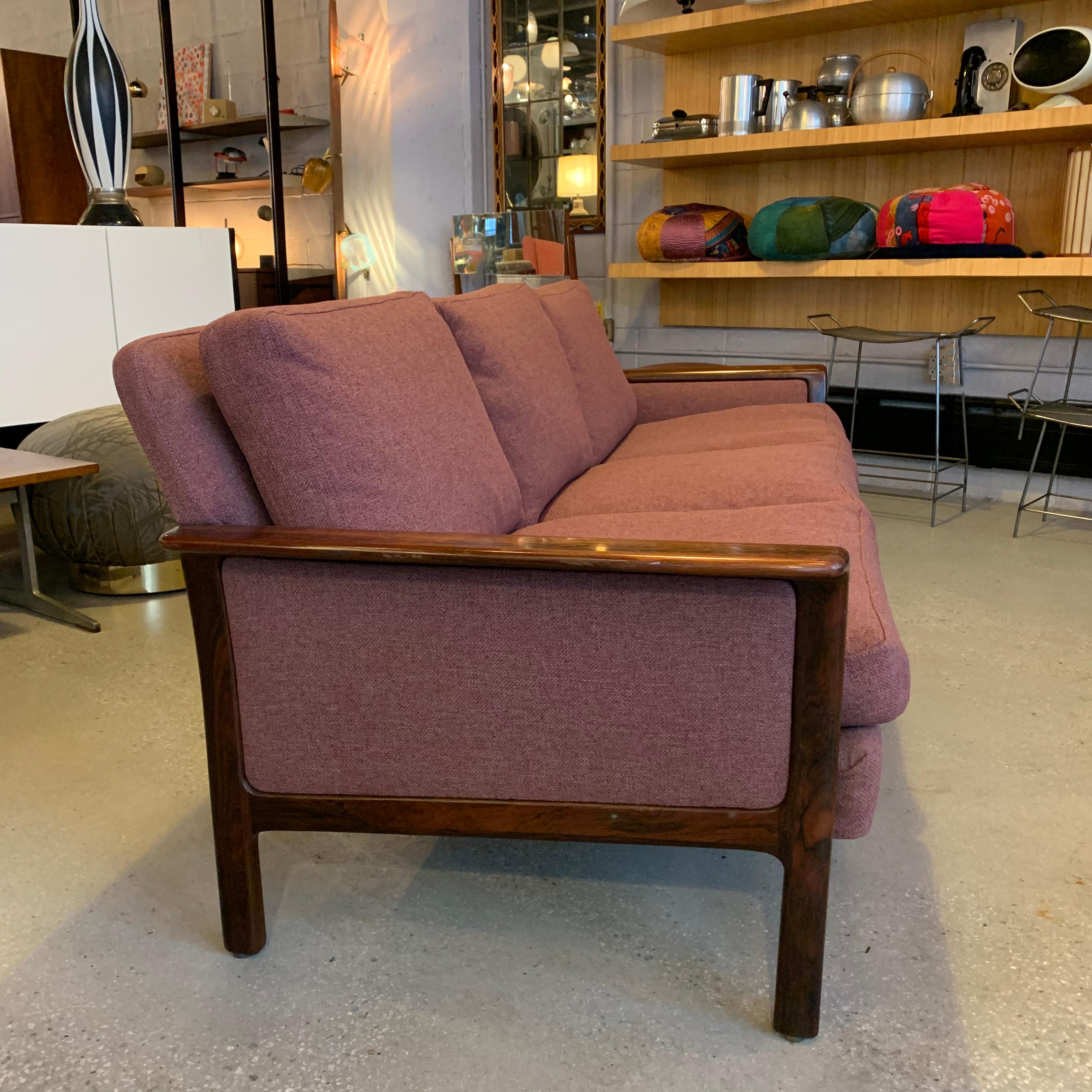 Danish Modern Rosewood Framed Upholstered Sofa by Hans Olsen, Vatne, Norway In Good Condition In Brooklyn, NY