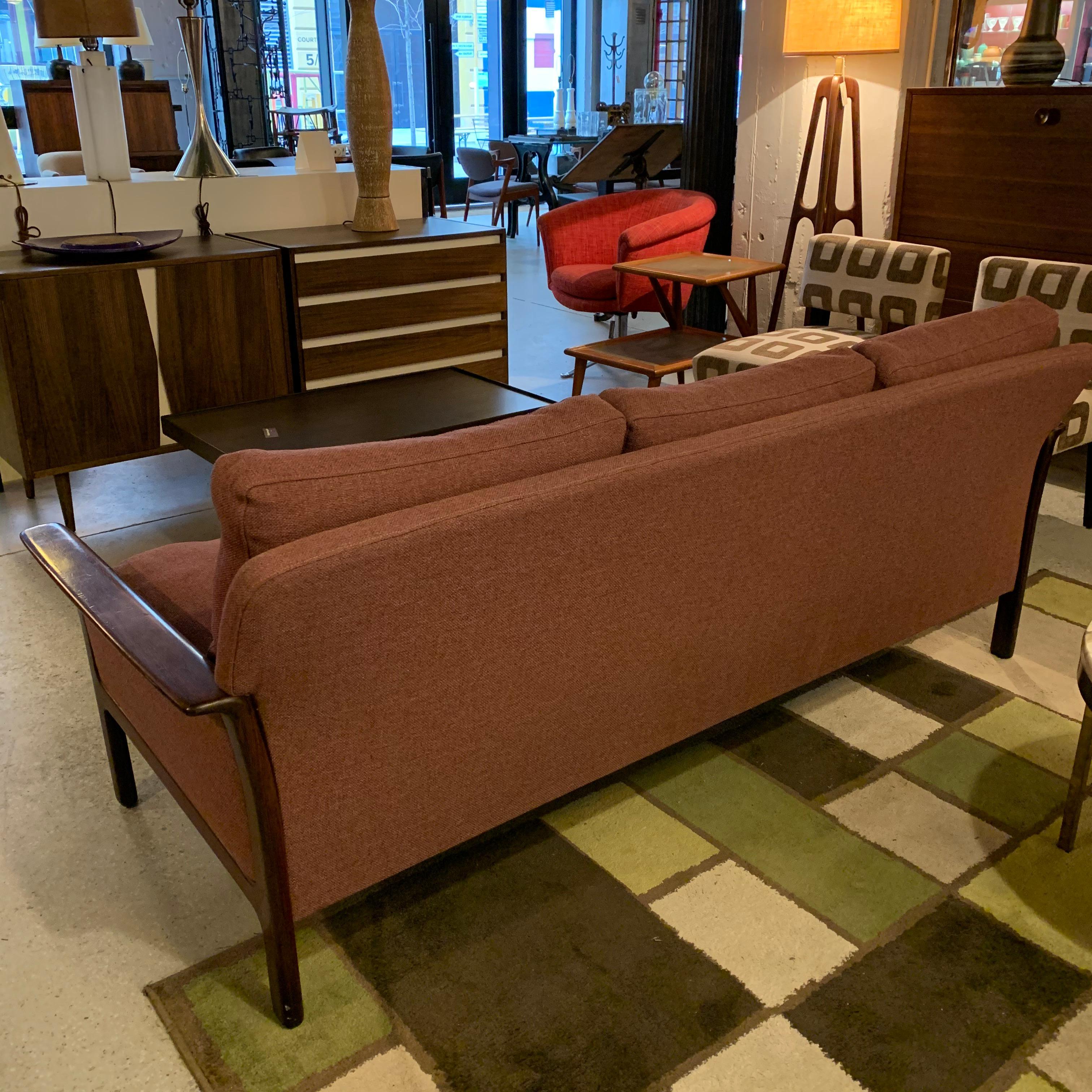 Danish Modern Rosewood Framed Upholstered Sofa by Hans Olsen, Vatne, Norway 1