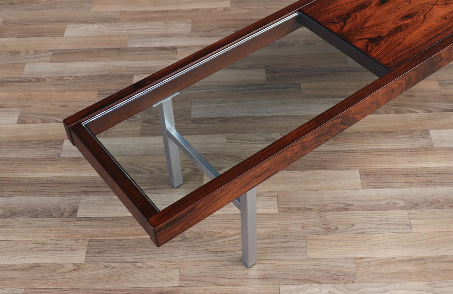 Danish Modern Rosewood & Glass Coffee Table For Sale 4