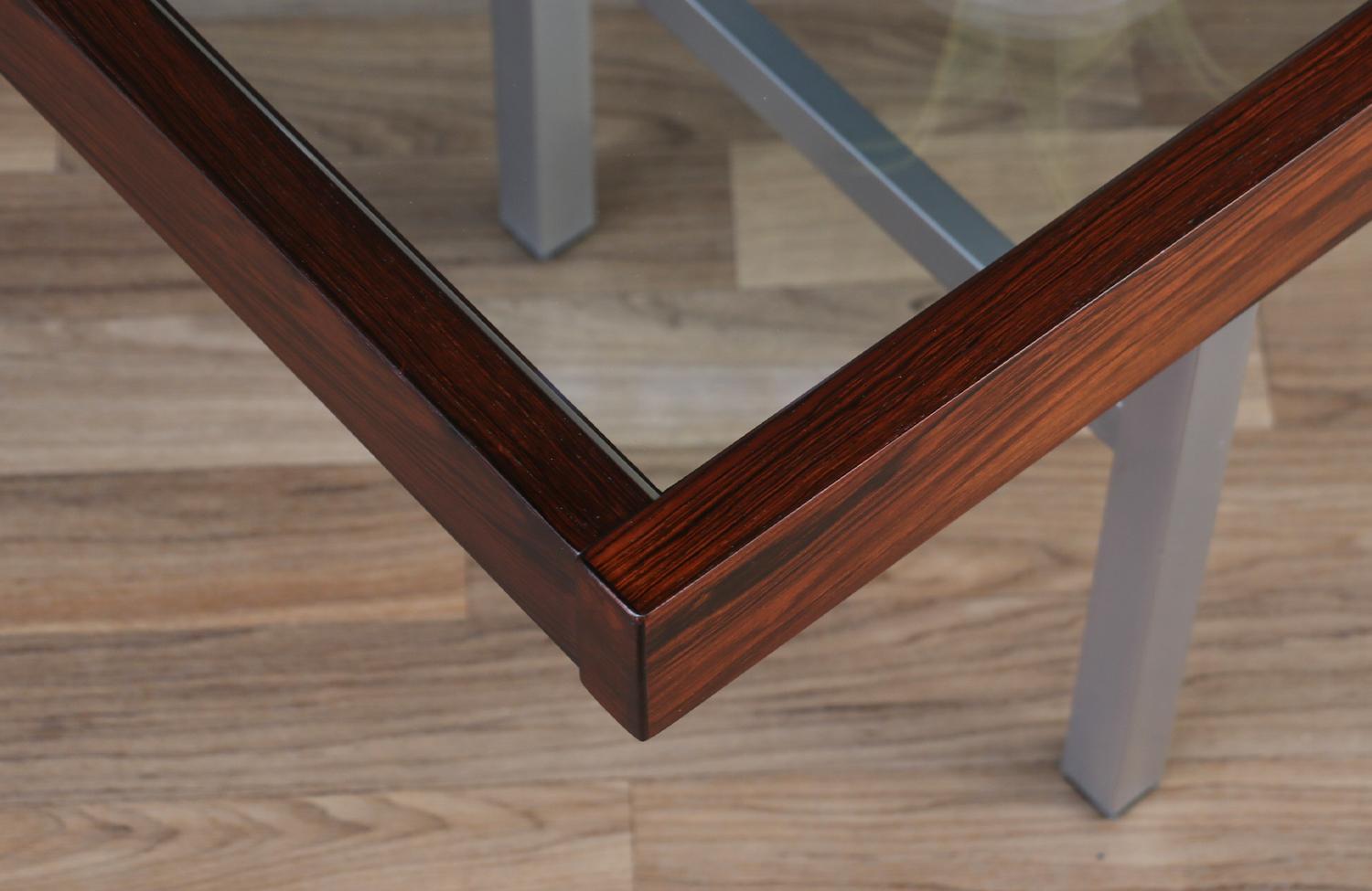 Danish Modern Rosewood & Glass Coffee Table For Sale 5