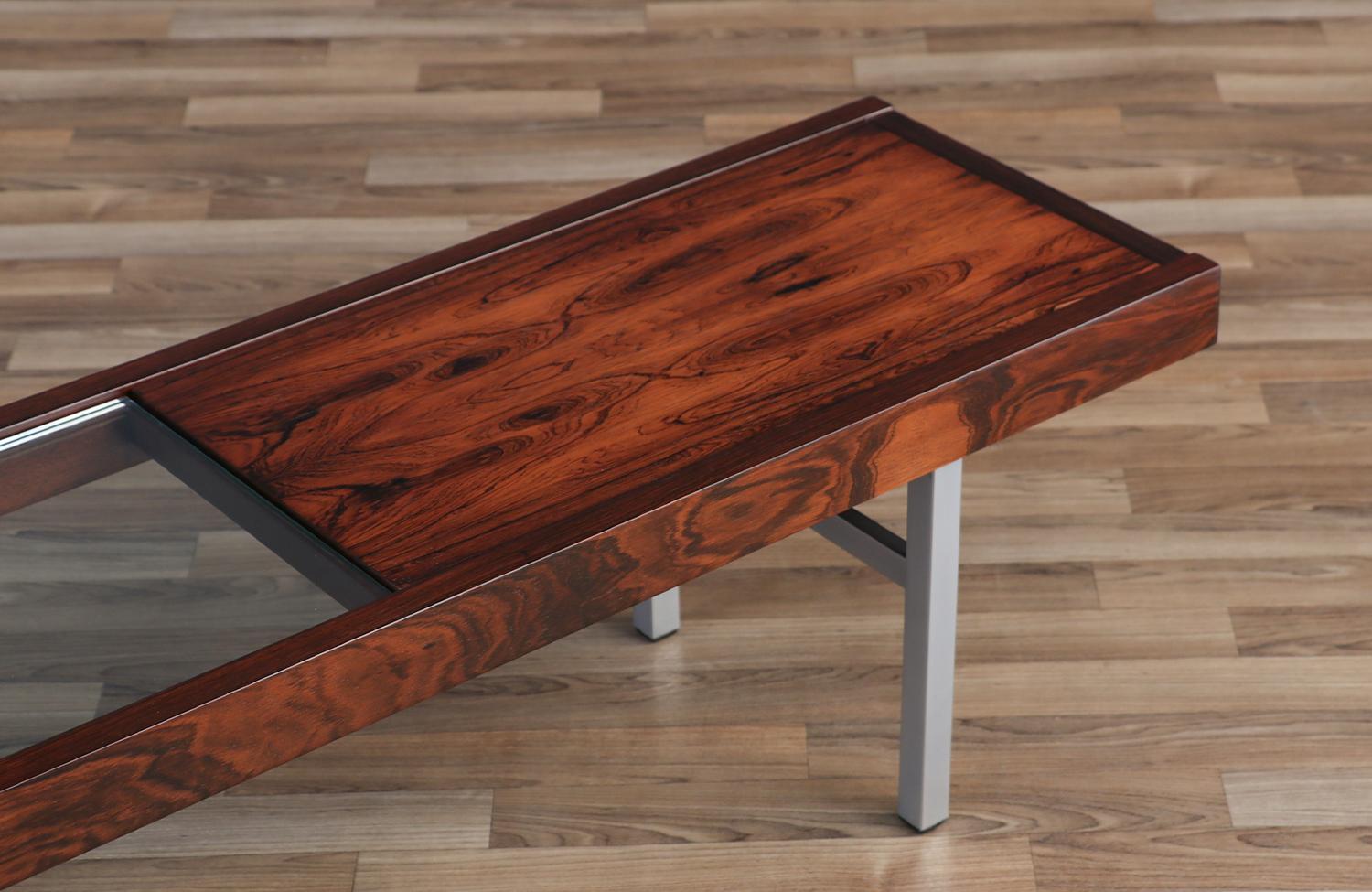 Mid-20th Century Danish Modern Rosewood & Glass Coffee Table For Sale