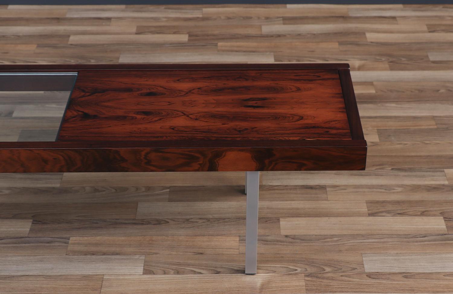 Danish Modern Rosewood & Glass Coffee Table For Sale 1