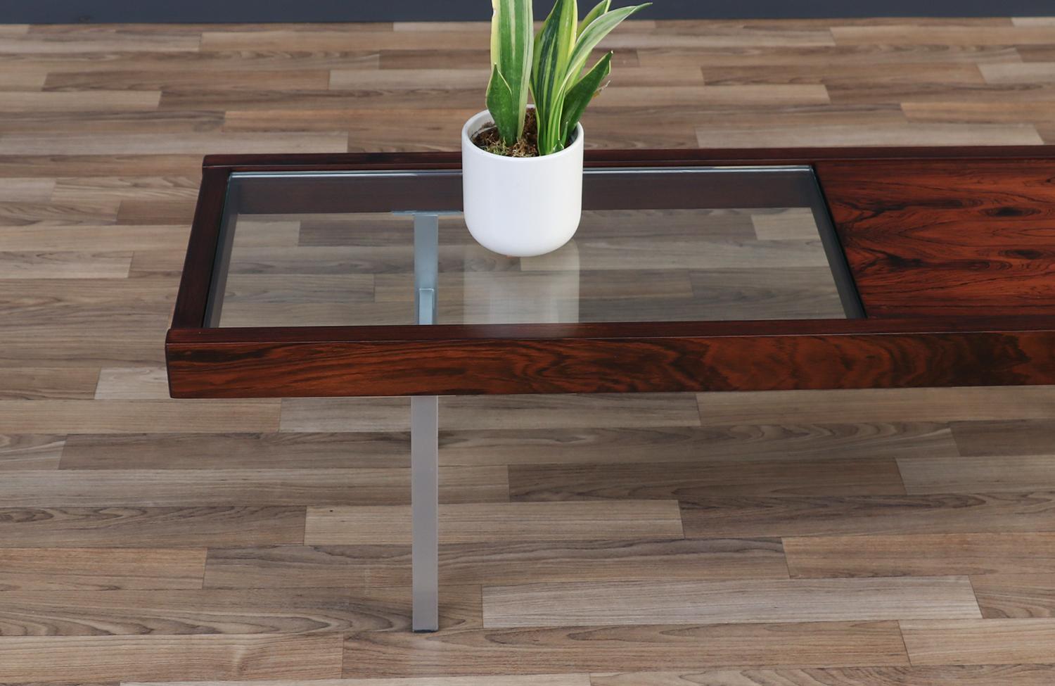 Danish Modern Rosewood & Glass Coffee Table For Sale 2