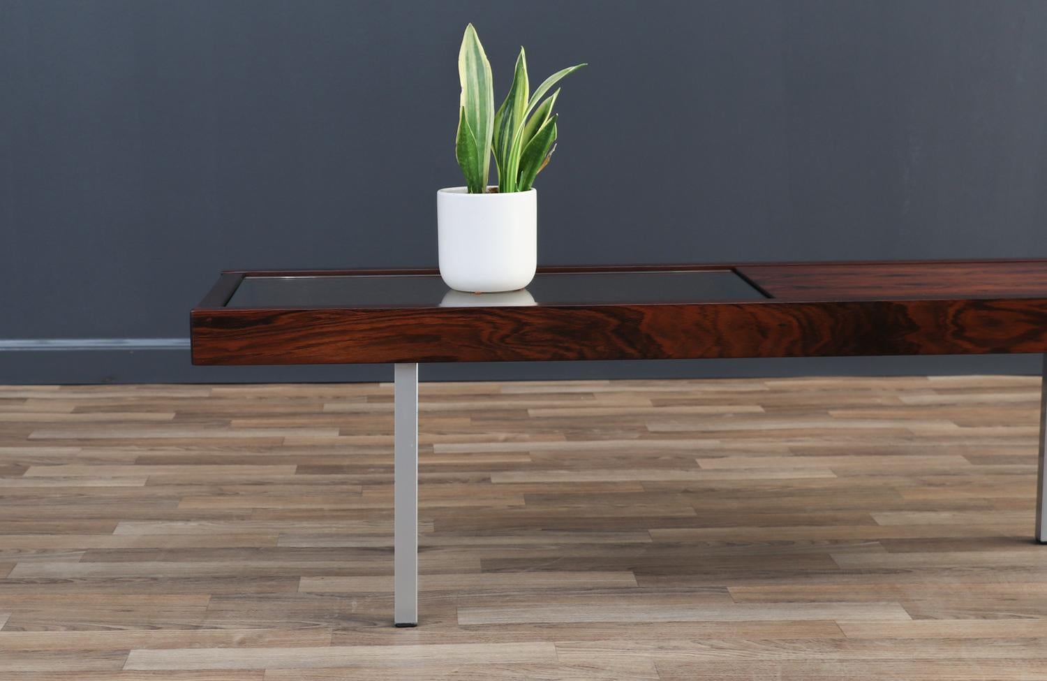 Danish Modern Rosewood & Glass Coffee Table For Sale 3