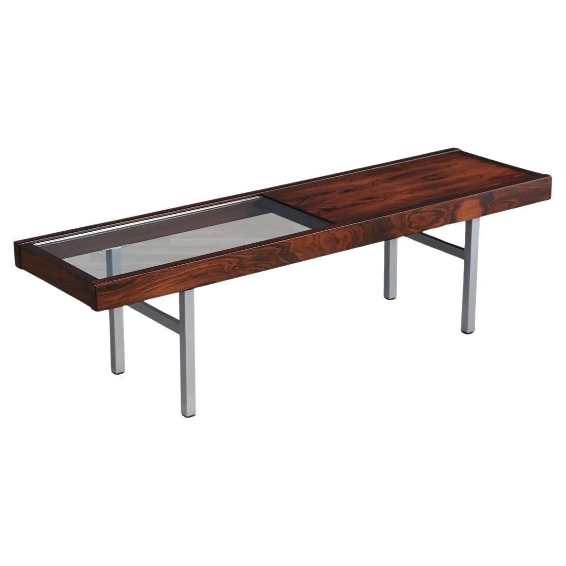 Danish Modern Rosewood & Glass Coffee Table For Sale