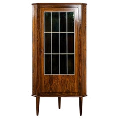 Danish Modern Rosewood & Glass Corner Cabinet