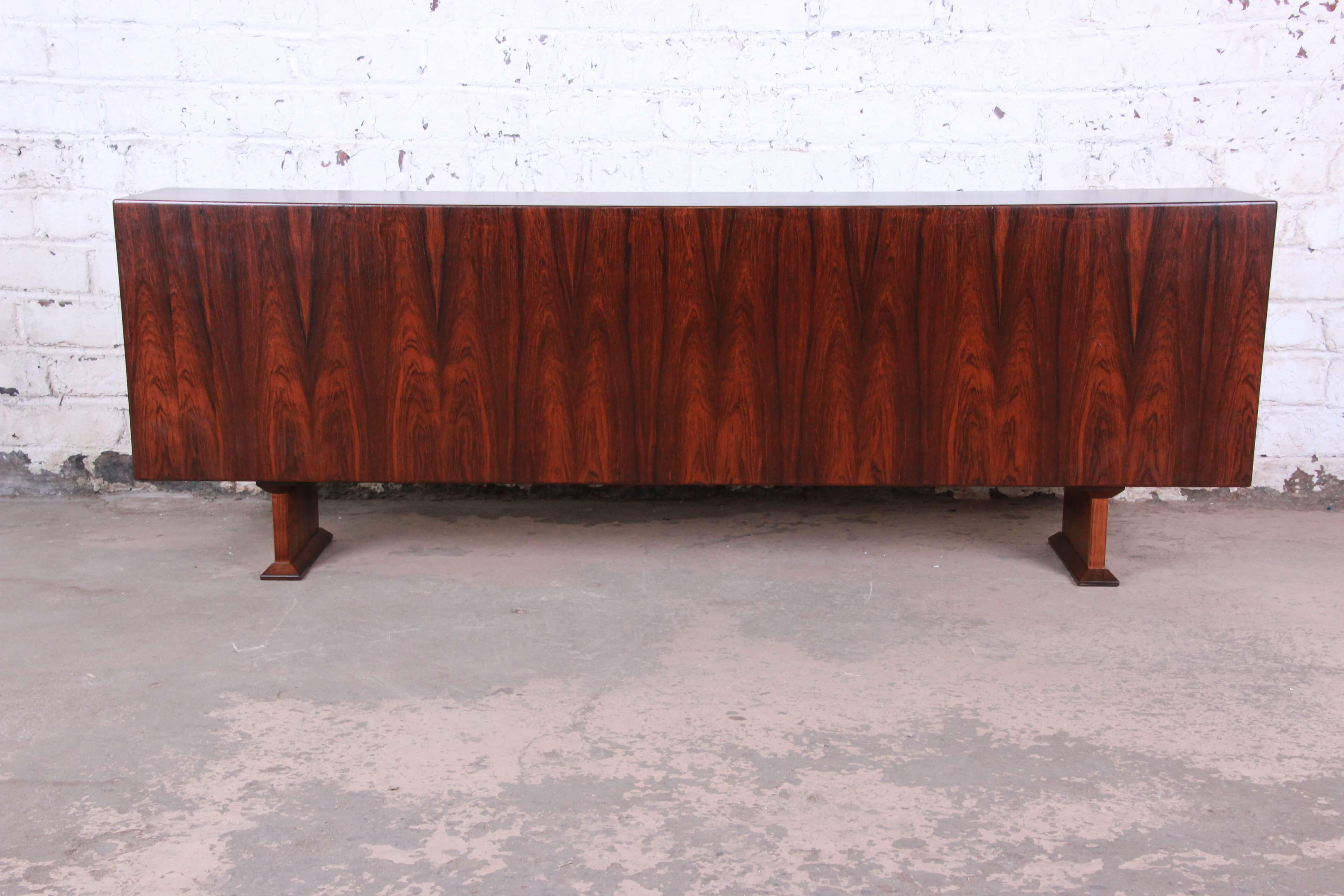 Danish Modern Rosewood Glass Front Bookcase or Credenza 2