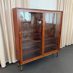 Danish Modern Rosewood Glass Front Display Cabinet Bookcase By Poul Hundevad