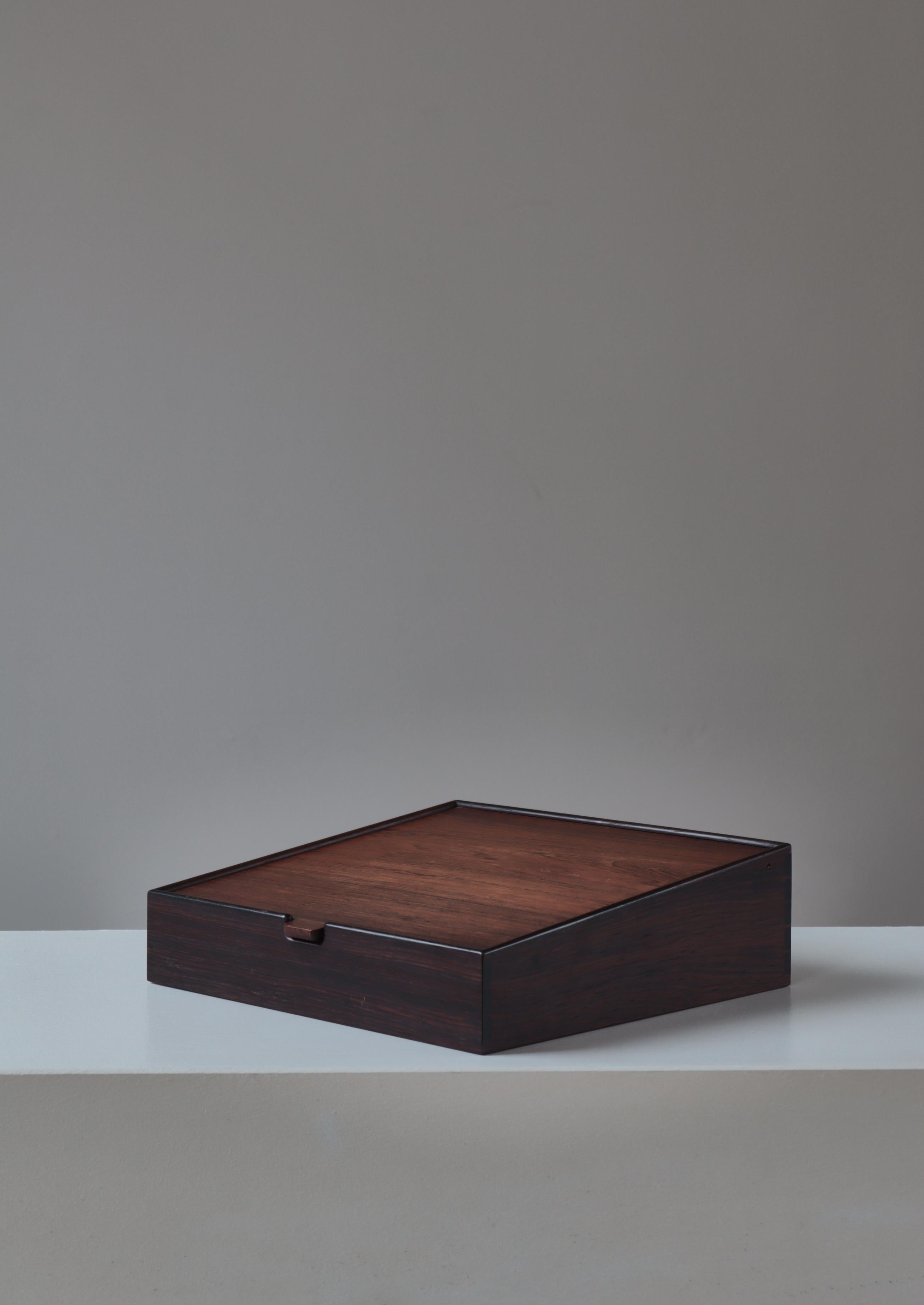 Danish Modern Rosewood Jewelry Box with Mirror by Cabinetmaker Willy Beck, 1960s 5