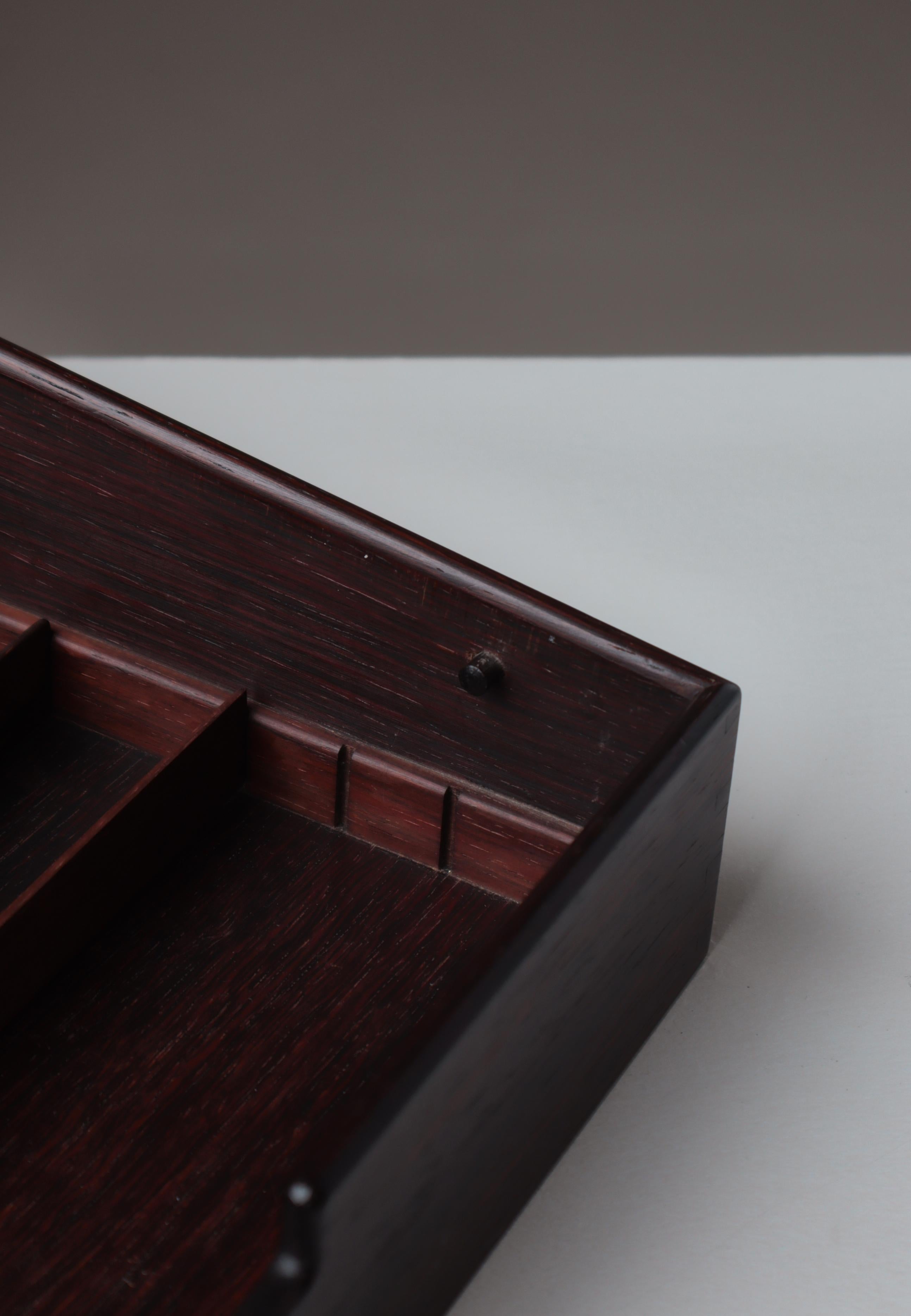 Danish Modern Rosewood Jewelry Box with Mirror by Cabinetmaker Willy Beck, 1960s 9