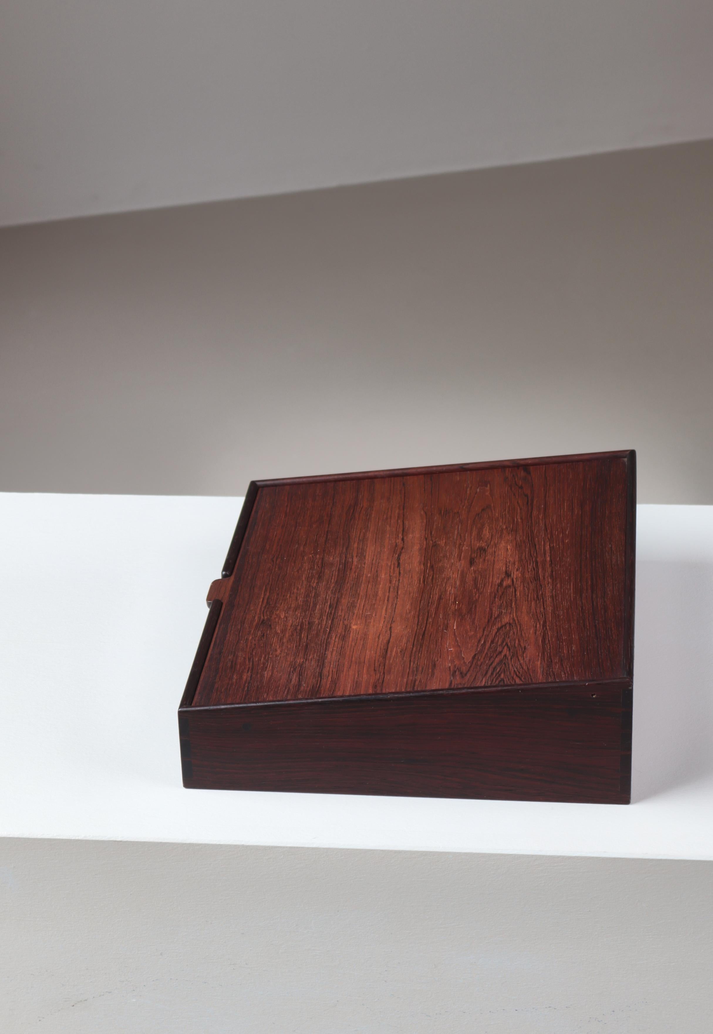 Scandinavian Modern Danish Modern Rosewood Jewelry Box with Mirror by Cabinetmaker Willy Beck, 1960s