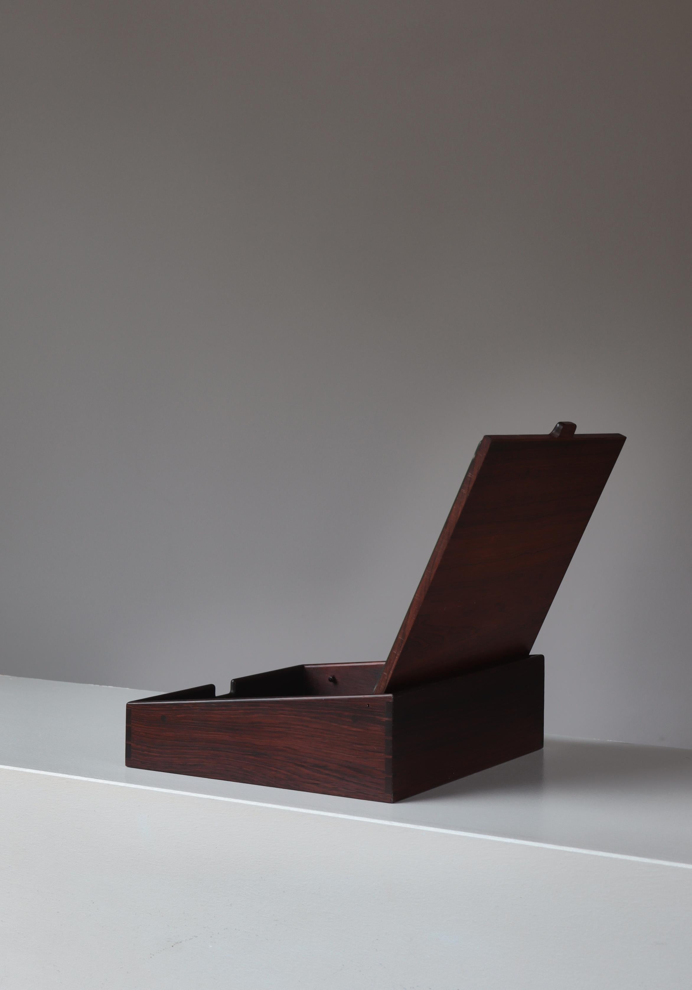 Mid-20th Century Danish Modern Rosewood Jewelry Box with Mirror by Cabinetmaker Willy Beck, 1960s