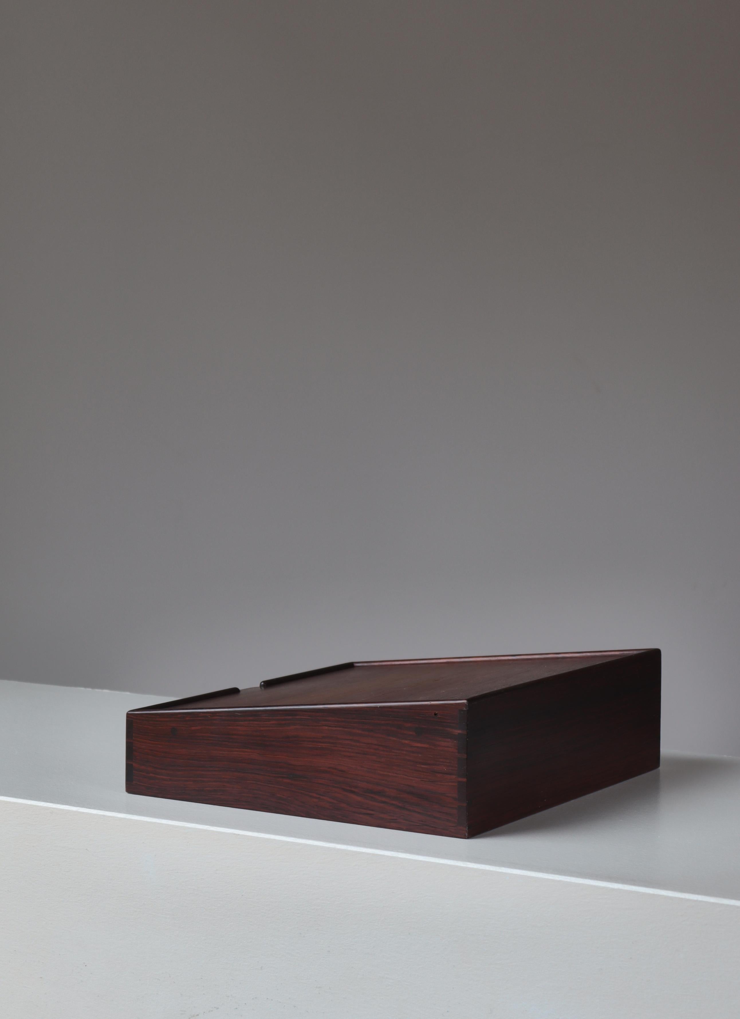 Danish Modern Rosewood Jewelry Box with Mirror by Cabinetmaker Willy Beck, 1960s 2
