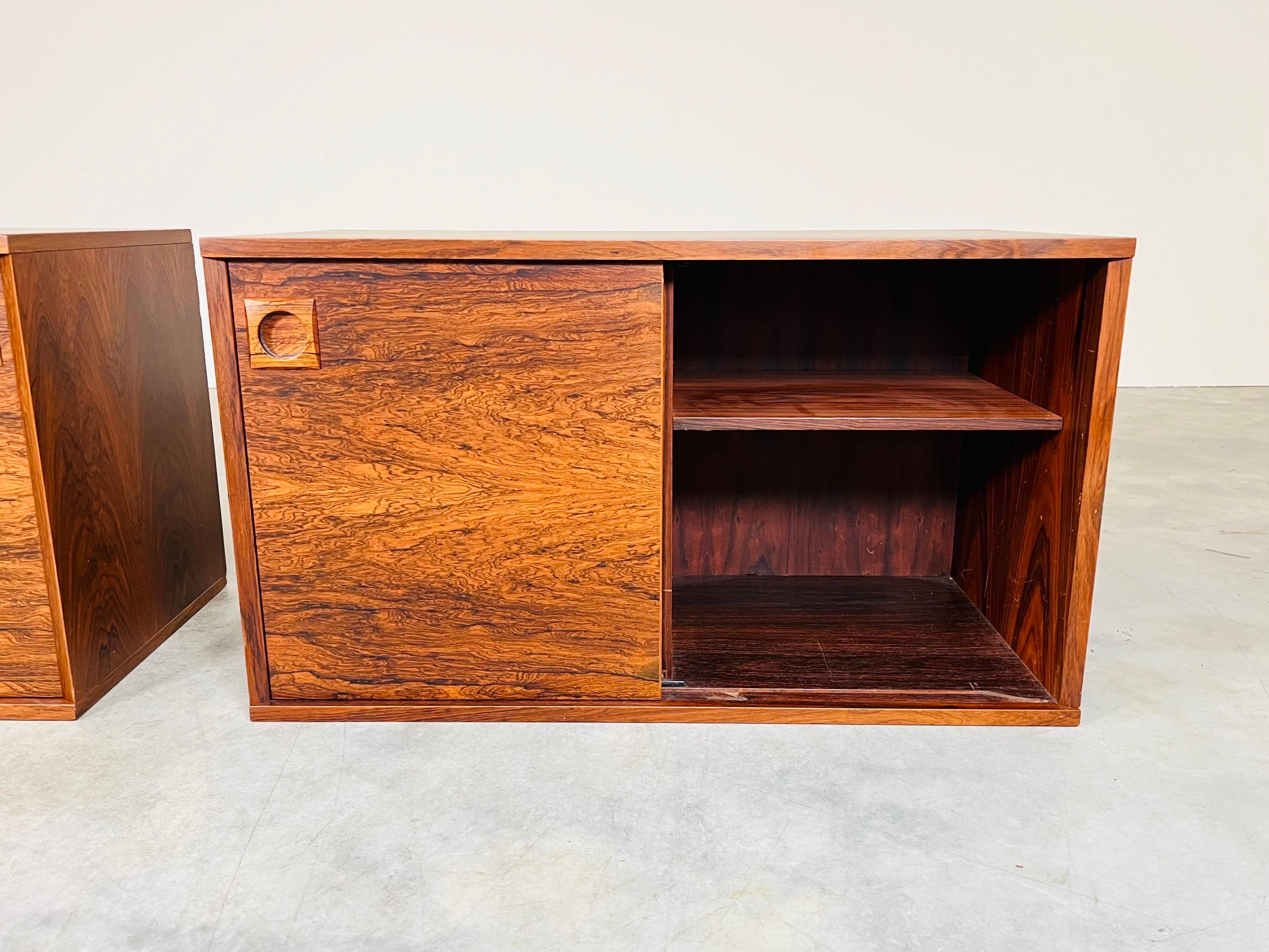 Danish Modern Rosewood Kai Kristiansen Style Wall Hanging Desk & Cabinets In Good Condition For Sale In Southampton, NJ