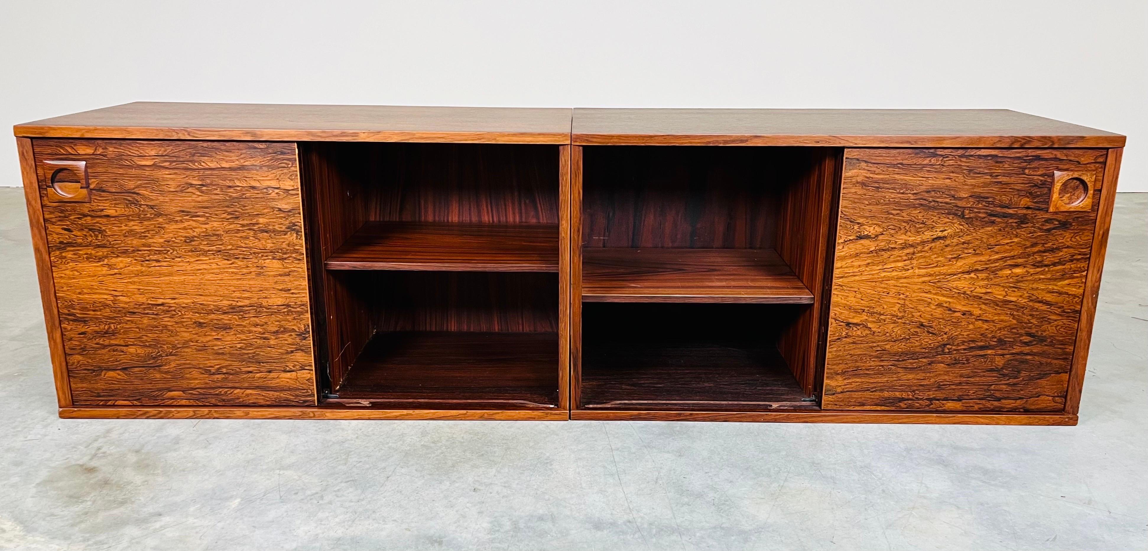 20th Century Danish Modern Rosewood Kai Kristiansen Style Wall Hanging Desk & Cabinets For Sale