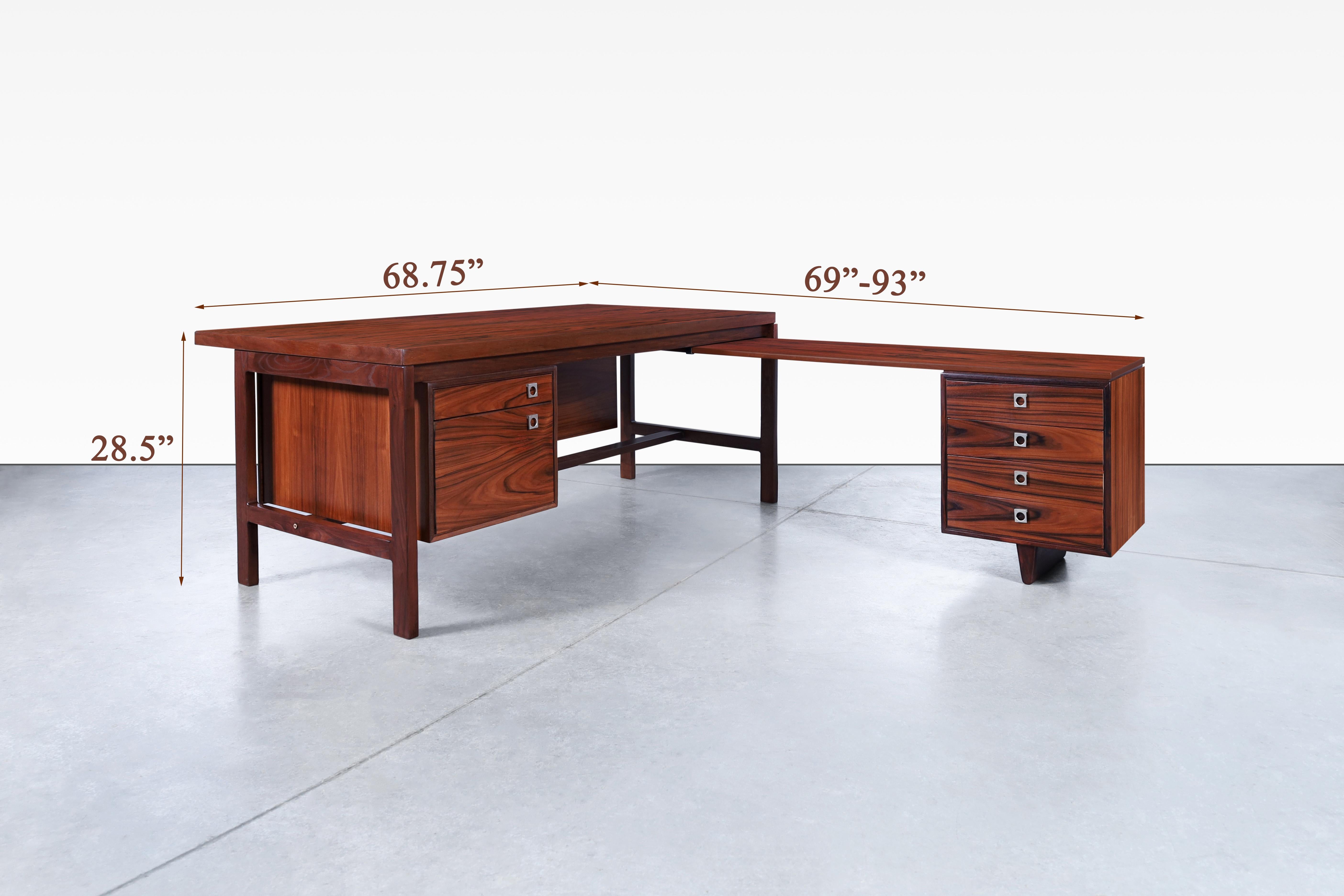 Dänischer moderner L-förmiger Schreibtisch aus Rosenholz von Arne Vodder für H.P. Hansen im Angebot 7