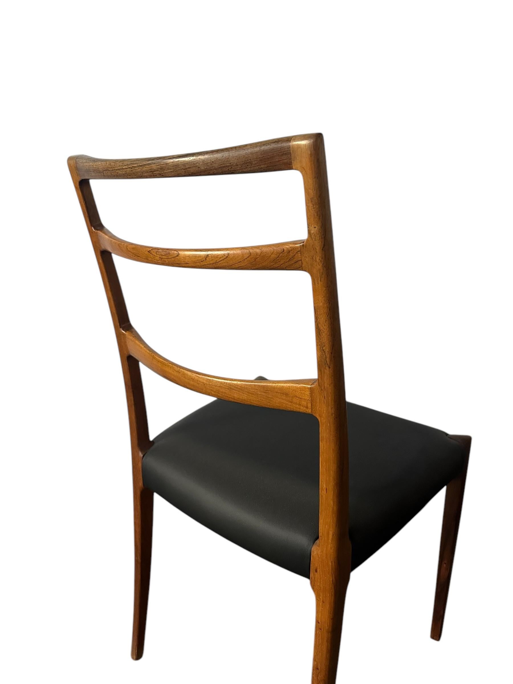 Danish Modern Rosewood Ladder Back Dining Chairs 4