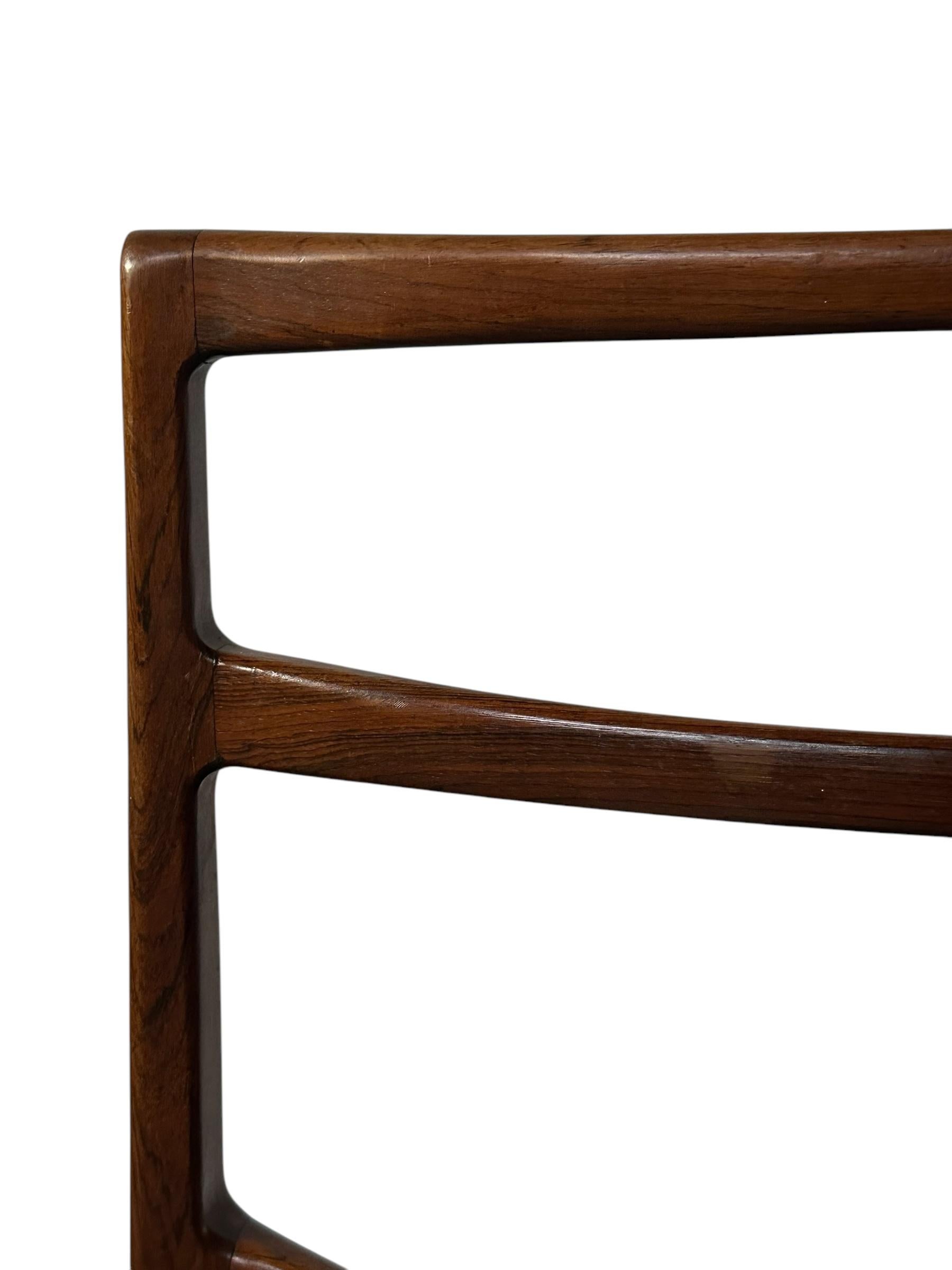 Danish Modern Rosewood Ladder Back Dining Chairs 5