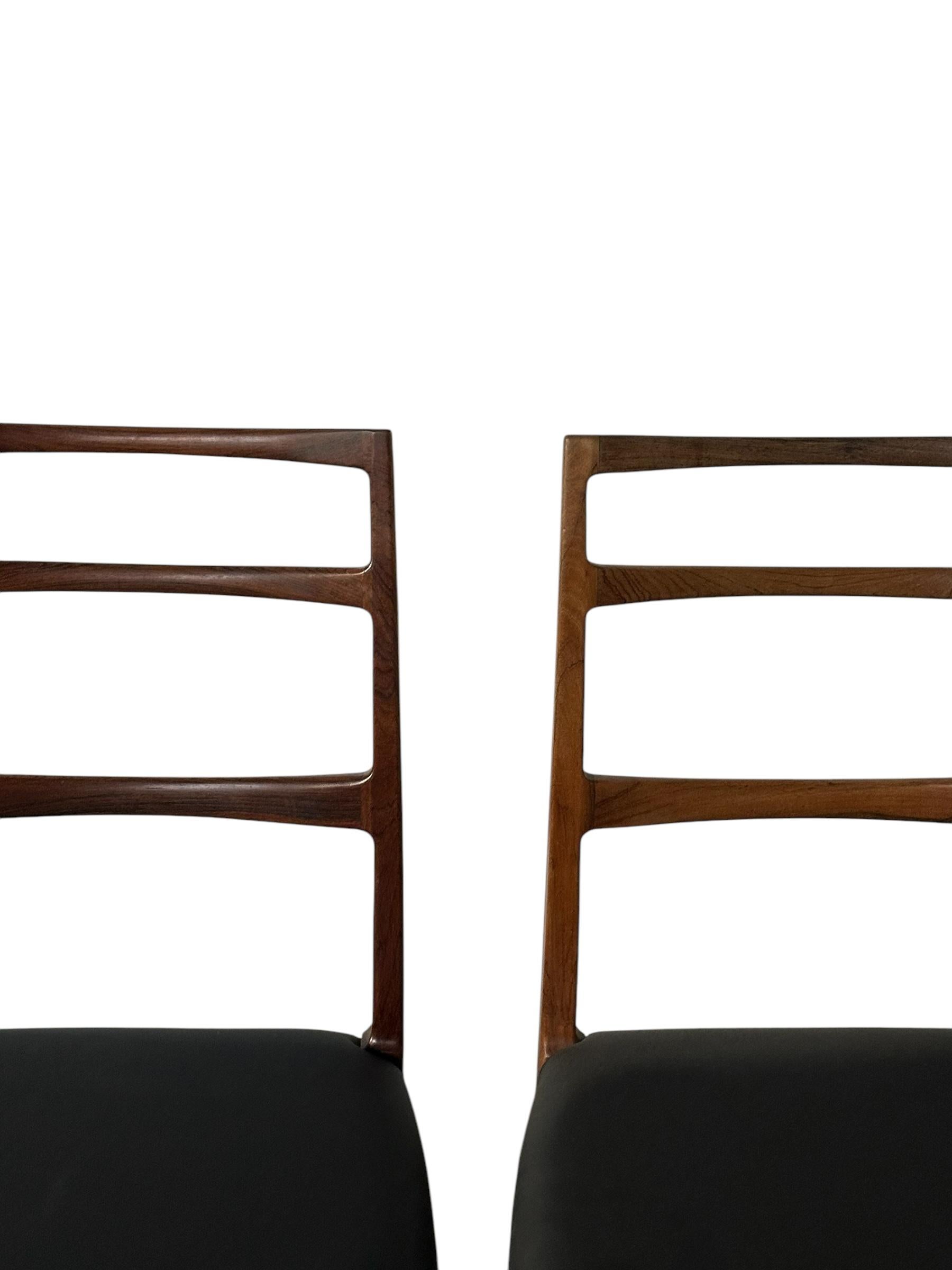 Scandinavian Modern Danish Modern Rosewood Ladder Back Dining Chairs