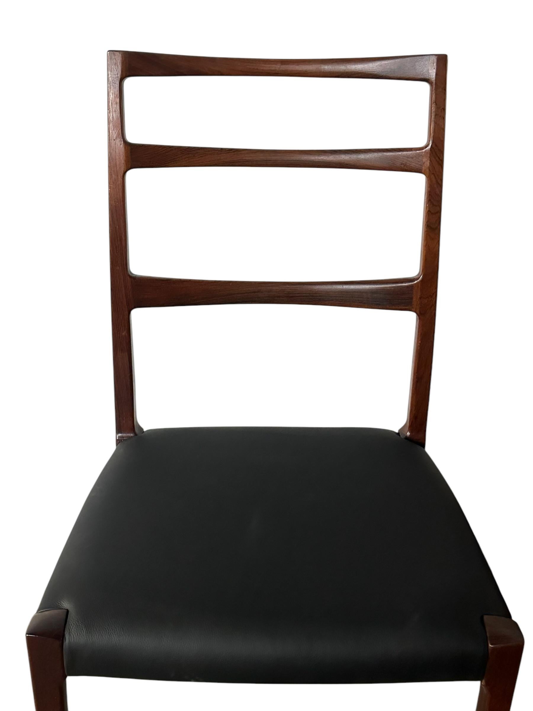 20th Century Danish Modern Rosewood Ladder Back Dining Chairs