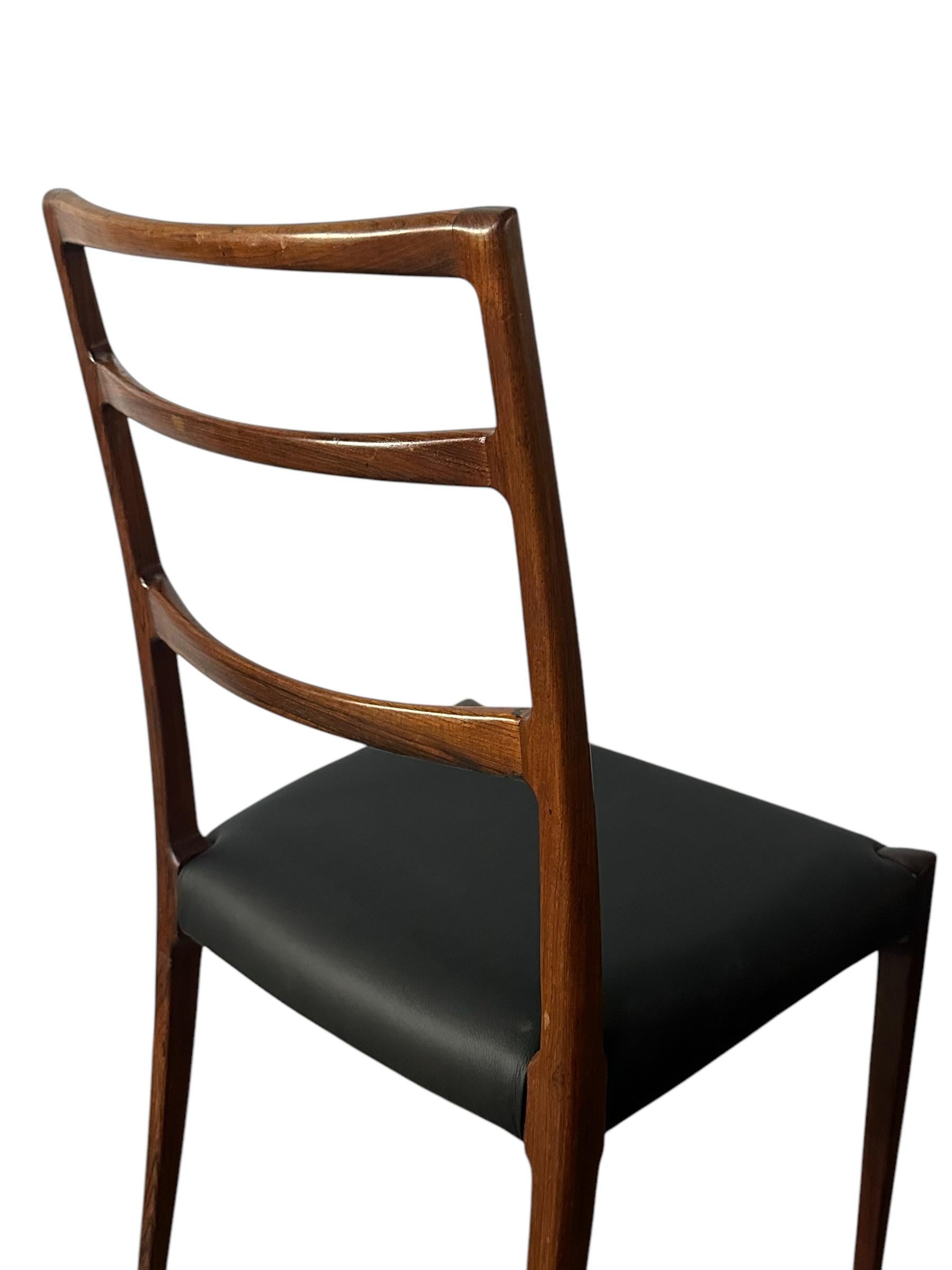 Danish Modern Rosewood Ladder Back Dining Chairs 1