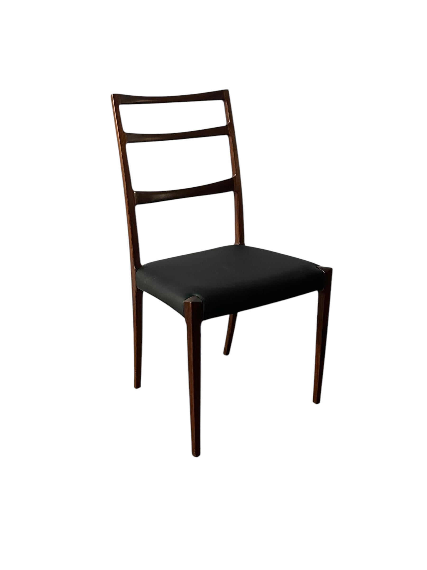 Danish Modern Rosewood Ladder Back Dining Chairs 2
