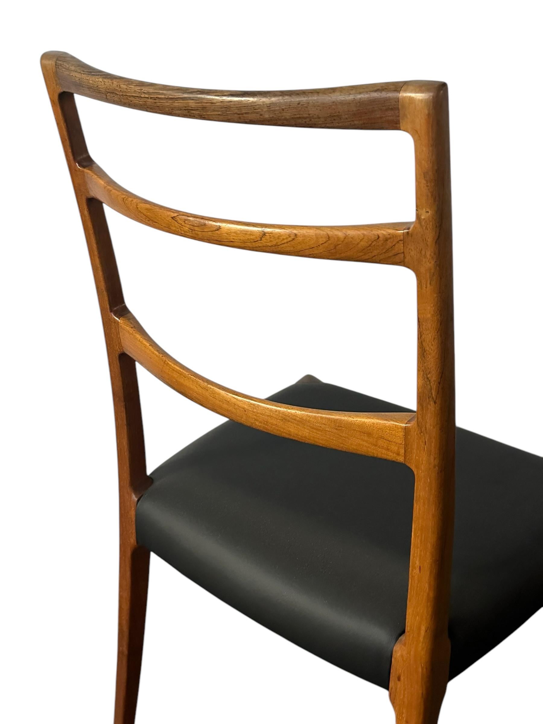 Danish Modern Rosewood Ladder Back Dining Chairs 3