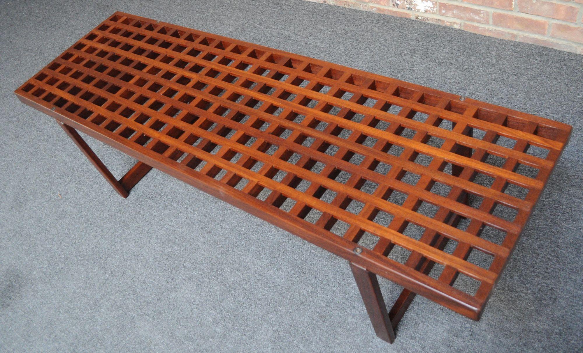 Mid-20th Century Danish Modern Rosewood Lattice Bench / Coffee Table by Peter Løvig Nielsen
