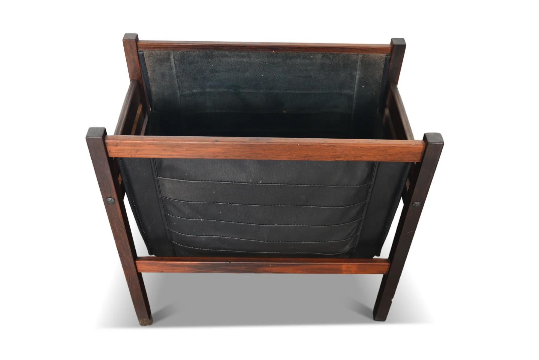 Danish Modern Rosewood + Leather Magazine Stand In Excellent Condition For Sale In Berkeley, CA