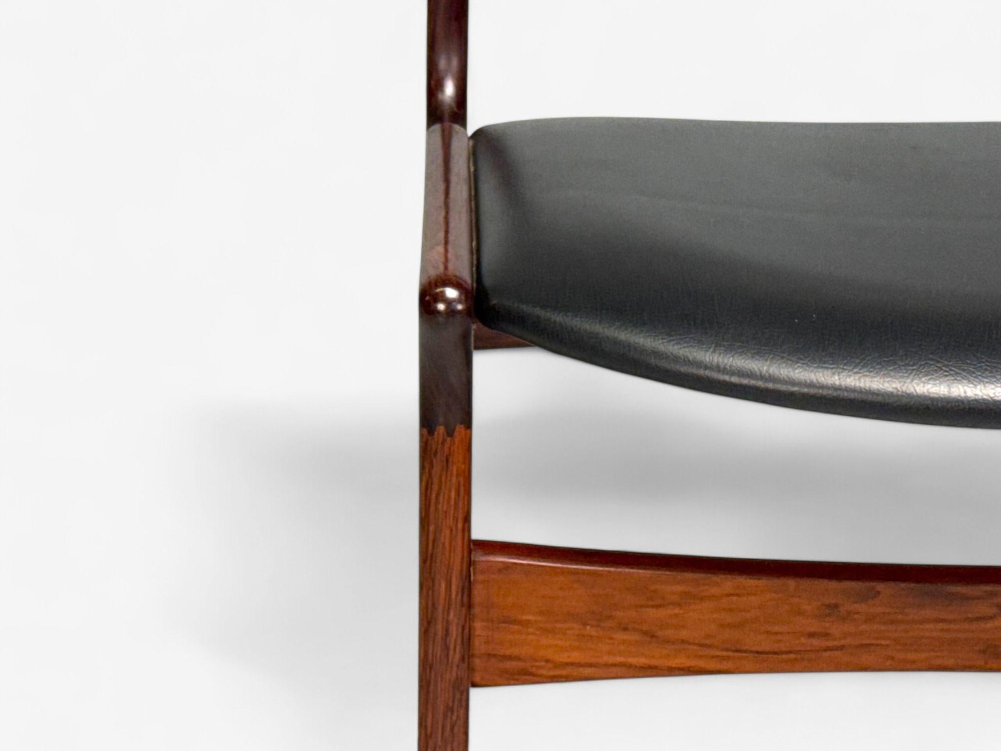 Danish Modern, Rosewood, Leatherette, Dining Chairs, Denmark, 1950s For Sale 4
