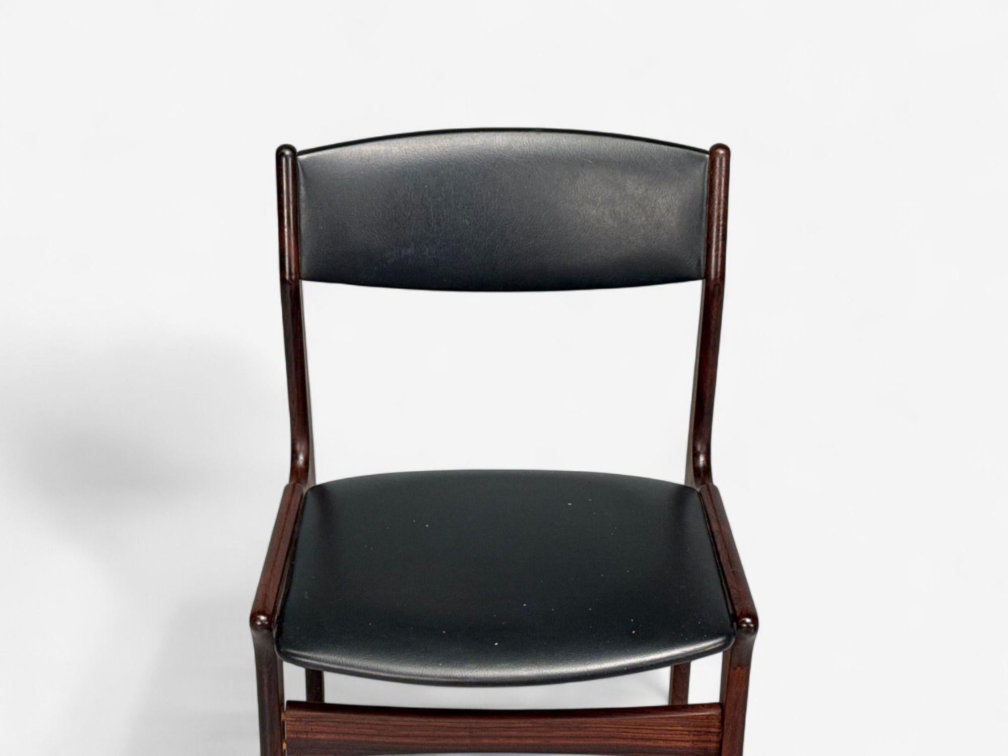 Danish Modern, Rosewood, Leatherette, Dining Chairs, Denmark, 1950s For Sale 5