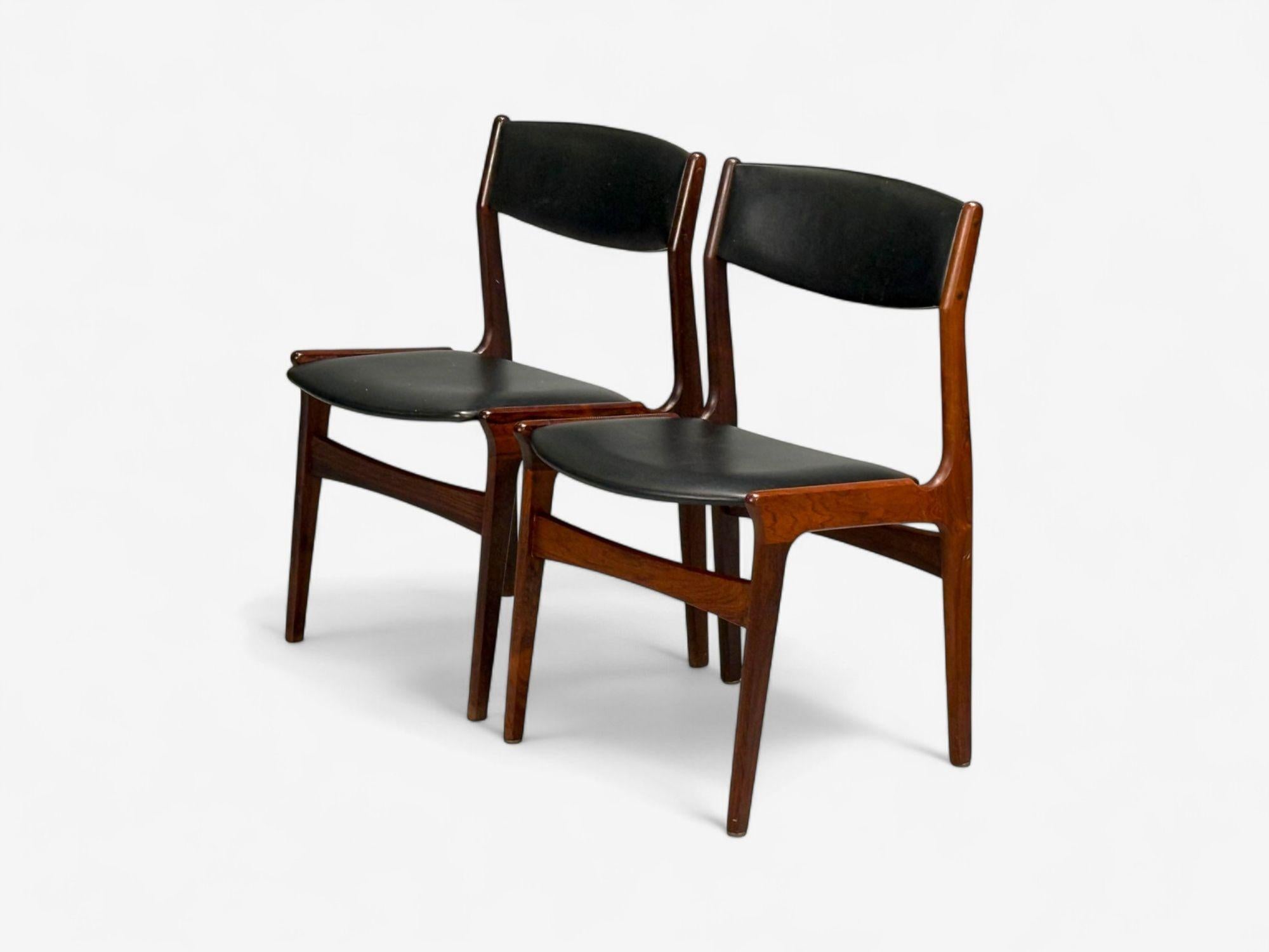 Mid-Century Modern Danish Modern, Rosewood, Leatherette, Dining Chairs, Denmark, 1950s For Sale