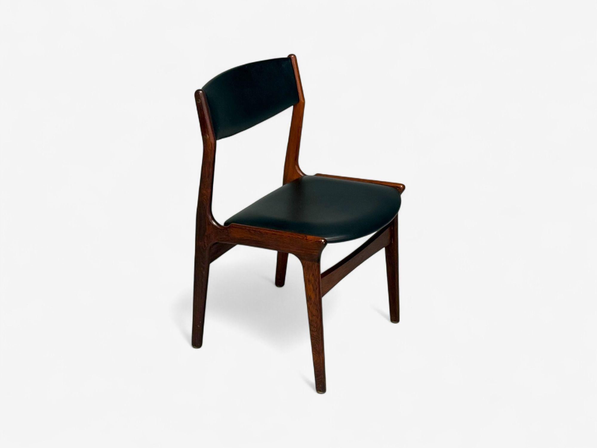 Danish Modern, Rosewood, Leatherette, Dining Chairs, Denmark, 1950s For Sale 1