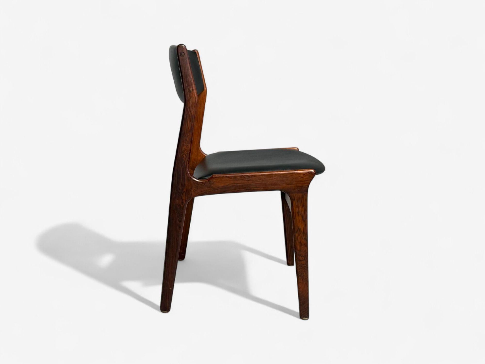 Danish Modern, Rosewood, Leatherette, Dining Chairs, Denmark, 1950s For Sale 2