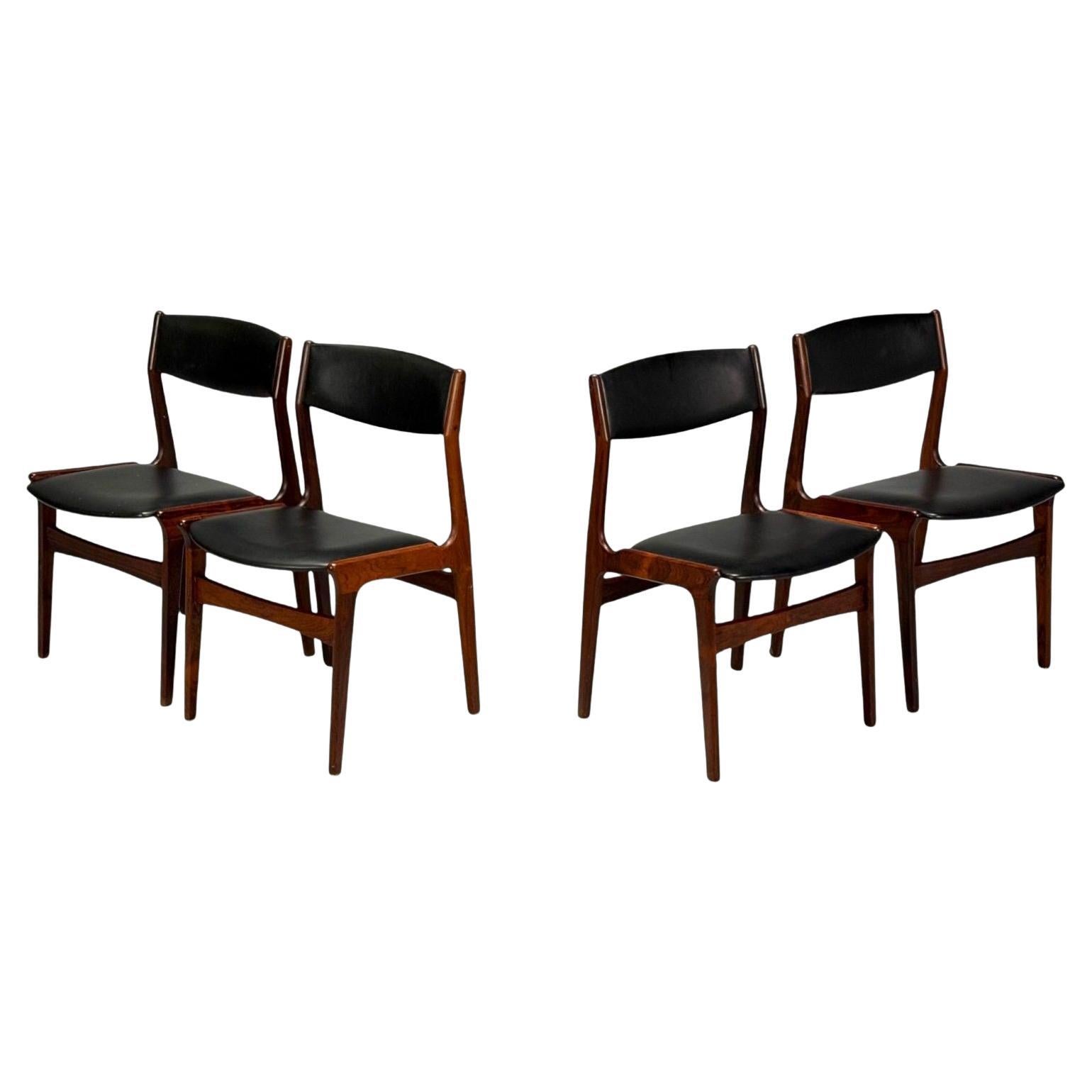 Danish Modern, Rosewood, Leatherette, Dining Chairs, Denmark, 1950s For Sale