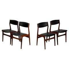 Vintage Danish Modern, Rosewood, Leatherette, Dining Chairs, Denmark, 1950s