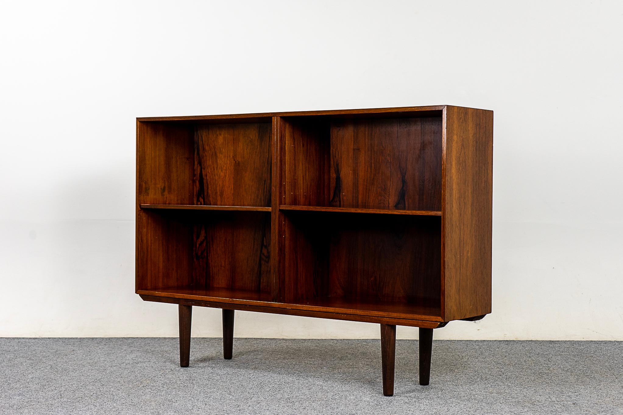 Veneer Danish Modern Rosewood Low Profile Bookcase