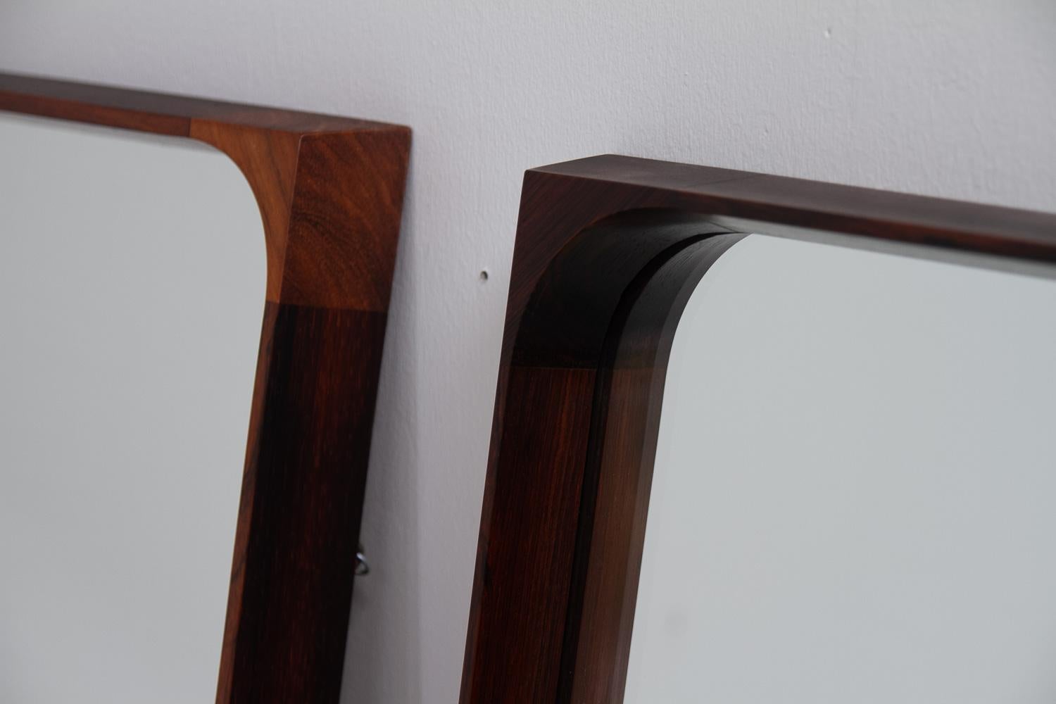 Danish Modern Rosewood Mirrors by Niels Clausen for NC Møbler, 1960s. Set of 2. In Good Condition For Sale In Asaa, DK